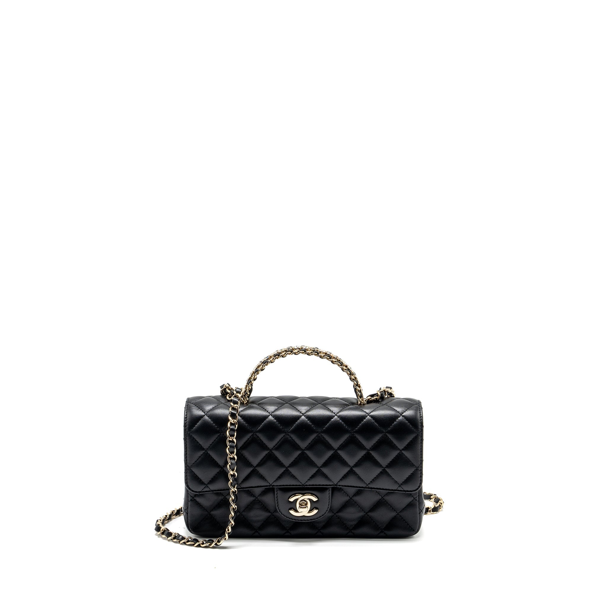 chanel-crystal-detailed-top-handle-flap-bag-lambskin-black-ghw-microchip