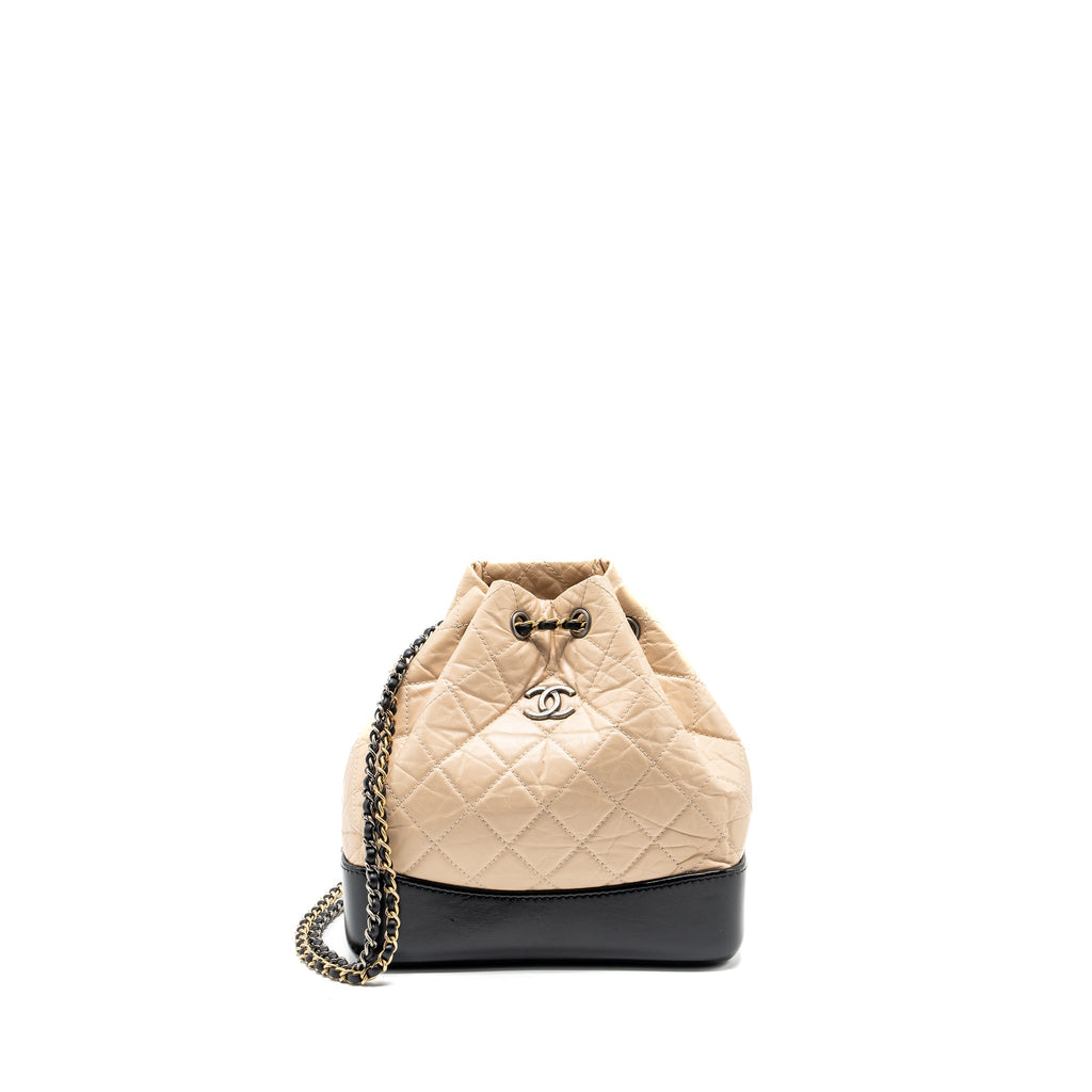 chanel-small-gabrielle-backpack-aged-calfskin-beige-black-multicolour-hardware