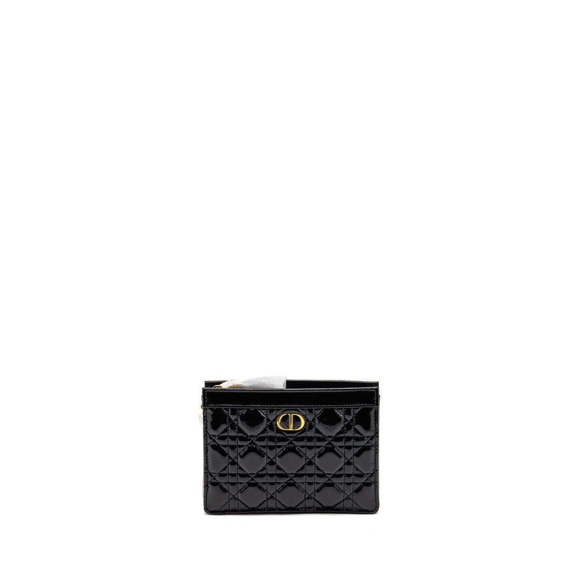 dior-caro-pouch-with-chain-patent-calfskin-black-ghw