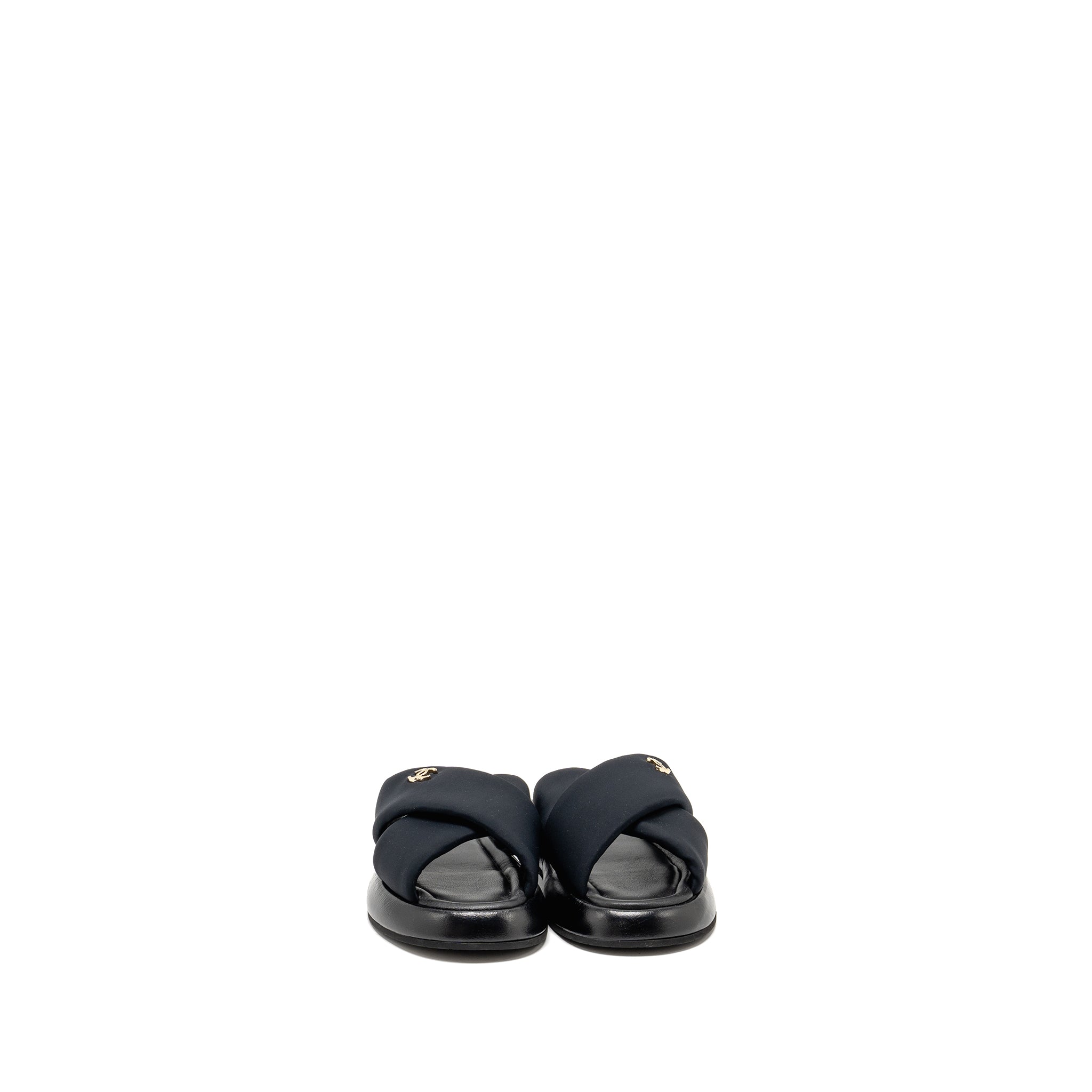 chanel-size-38-cc-puffy-mule-sandals-fabric-leather-black-ghw-copy-1