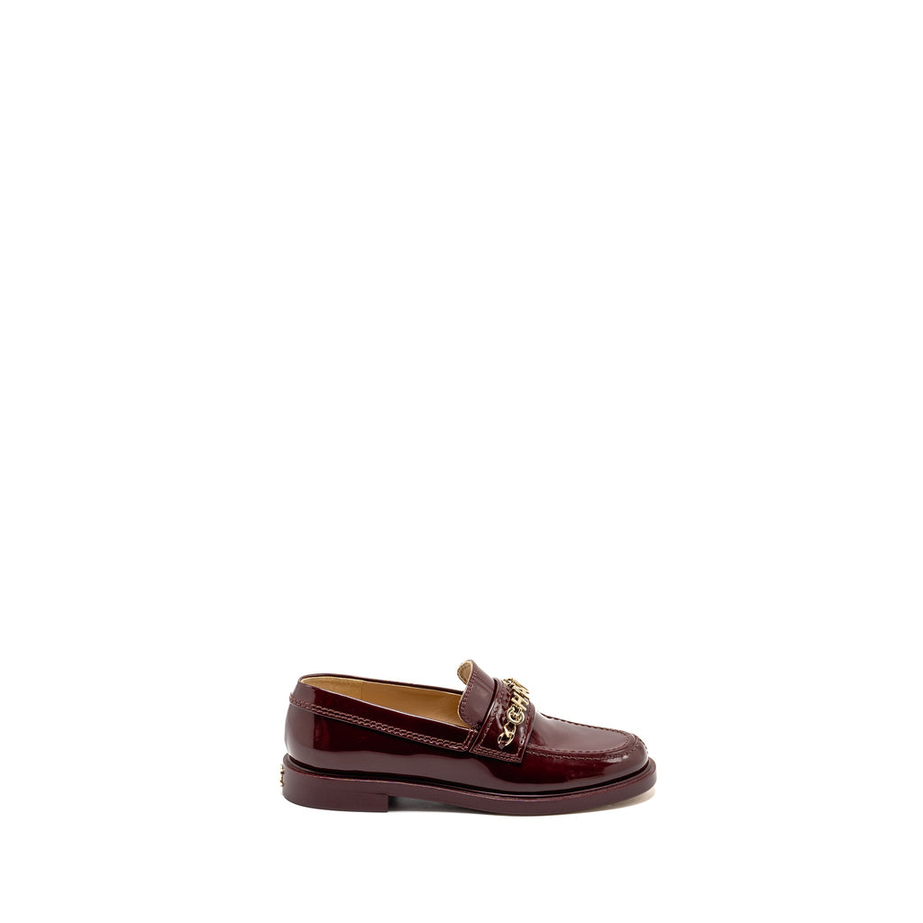 chanel-size-36-letter-loafers-patent-leather-burgundy-lghw