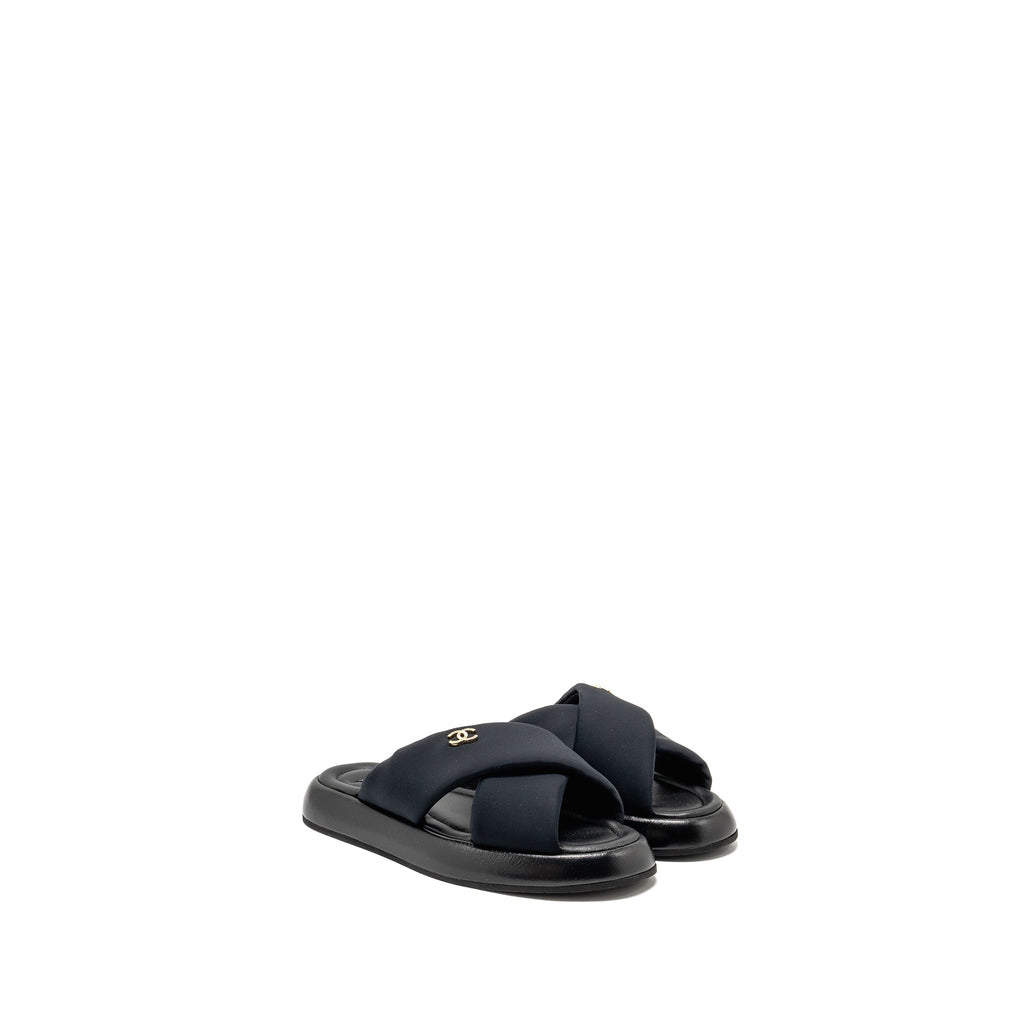 chanel-size-38-cc-puffy-mule-sandals-fabric-leather-black-ghw-copy-1