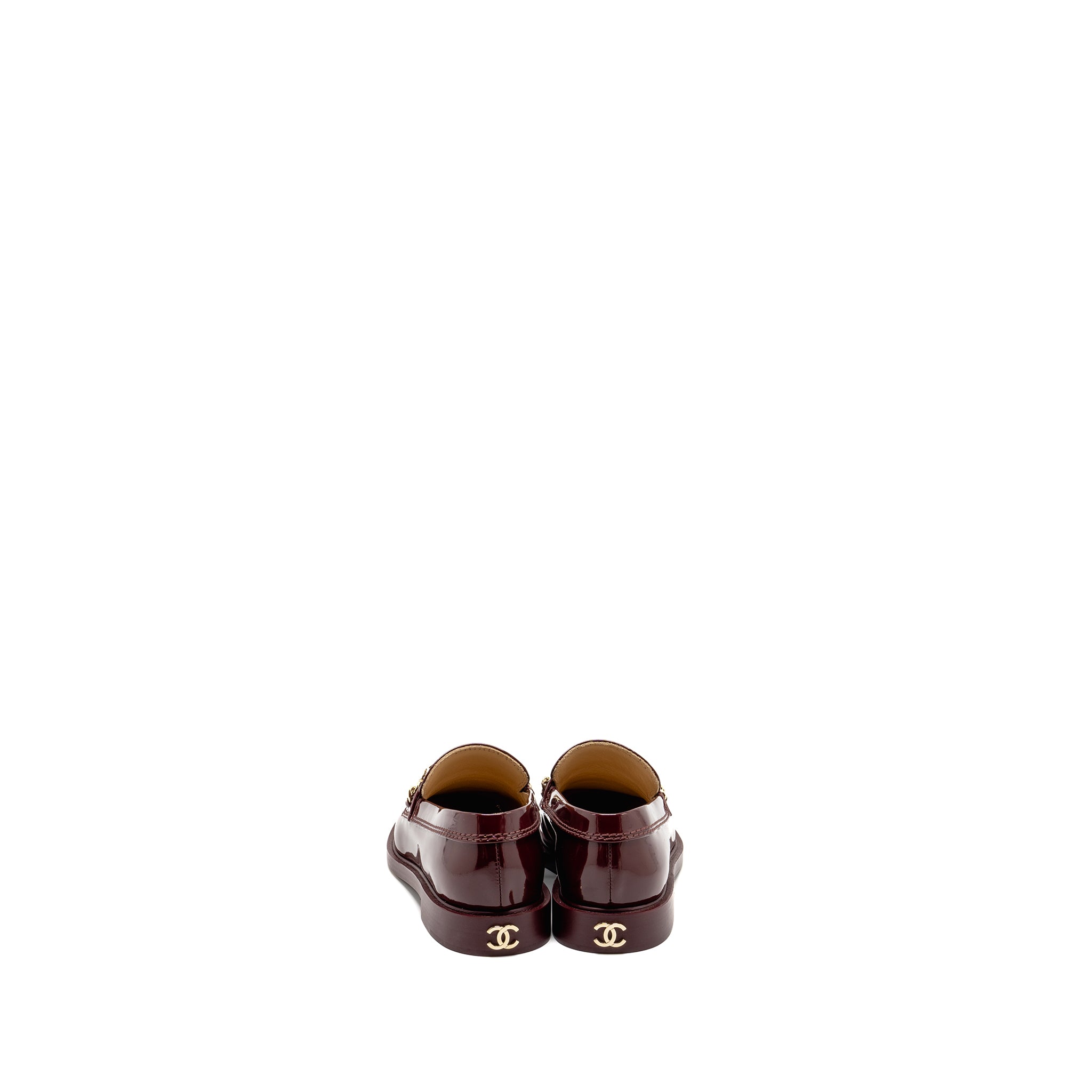 chanel-size-36-letter-loafers-patent-leather-burgundy-lghw
