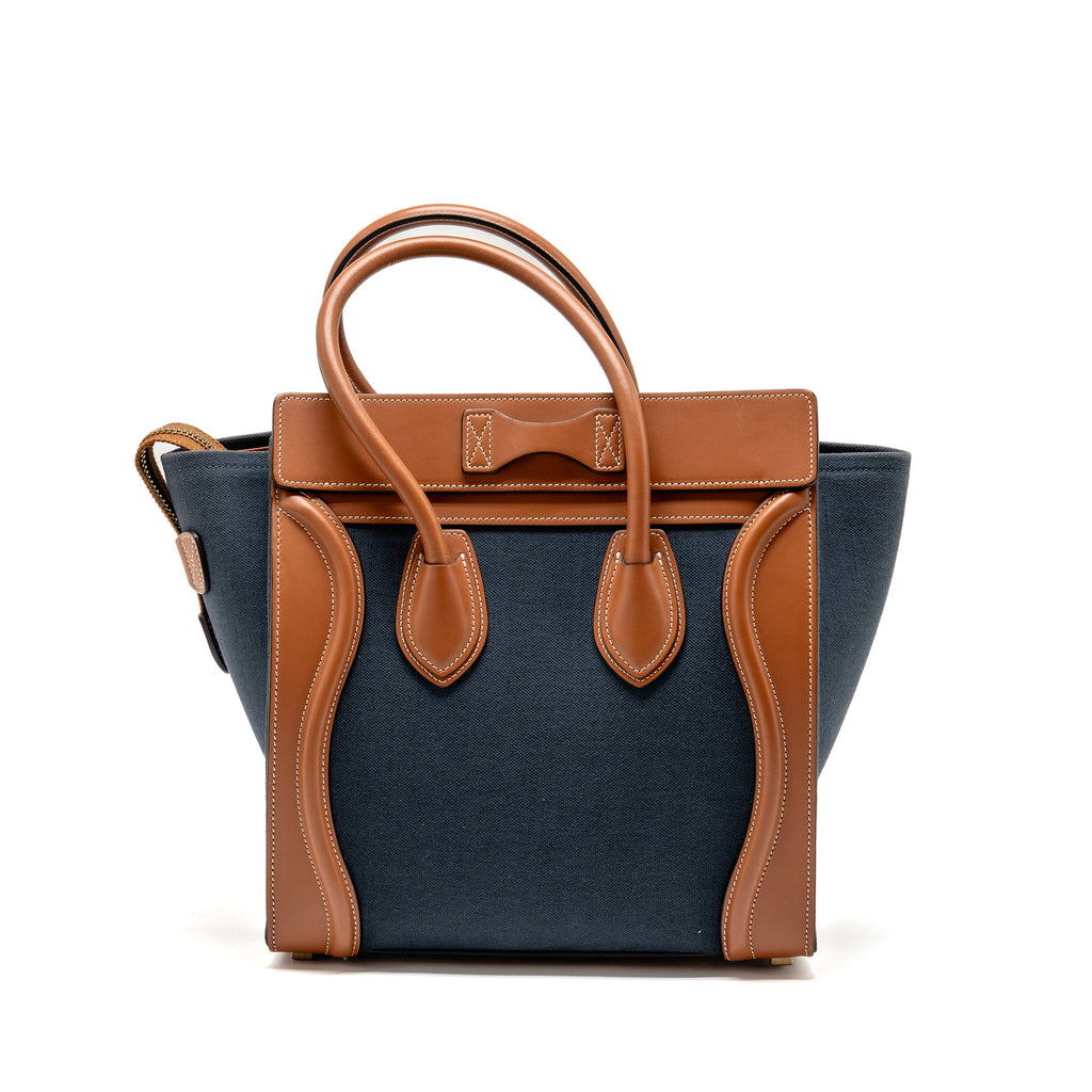 celine-micro-luggage-bag-calfskin-denim-navy-tan-ghw