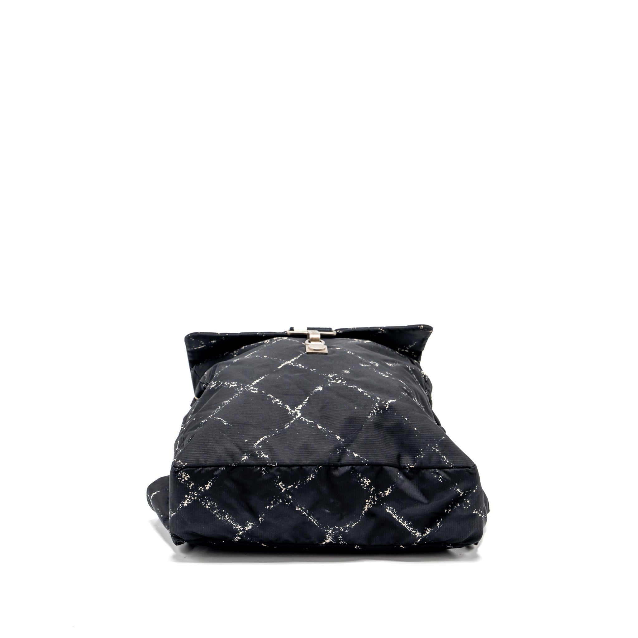 chanel-travel-line-check-nylon-backpack-black-white-ruthenium-hardware