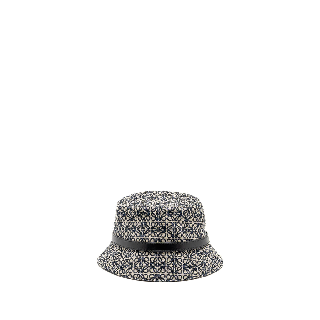 loewe-size-57-anagram-jacquard-bucket-hat-navy-black