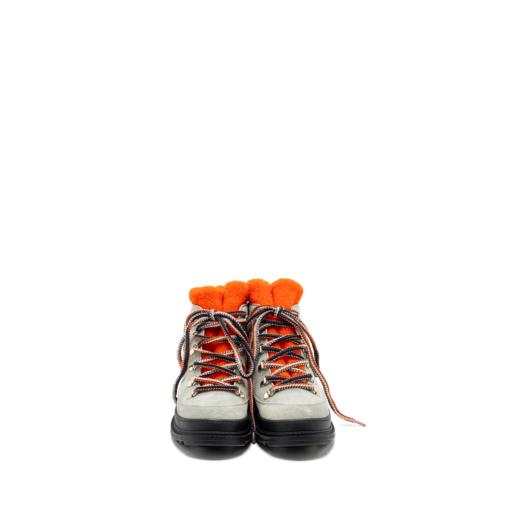 chanel-size-37-lace-up-boots-suede-leather-shearing-grey-orange