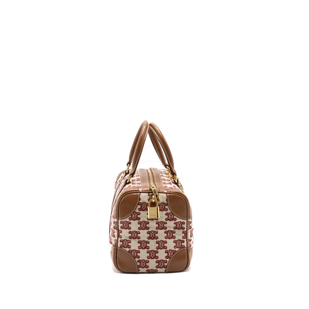 celine-small-boston-textile-triomphe-fox-red-ghw