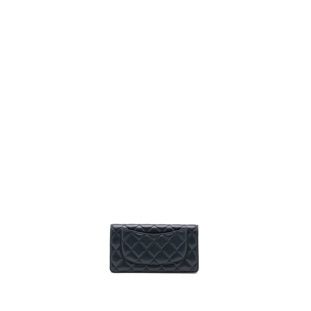 chanel-long-wallet-lambskin-dark-grey-green-in-green-hardware