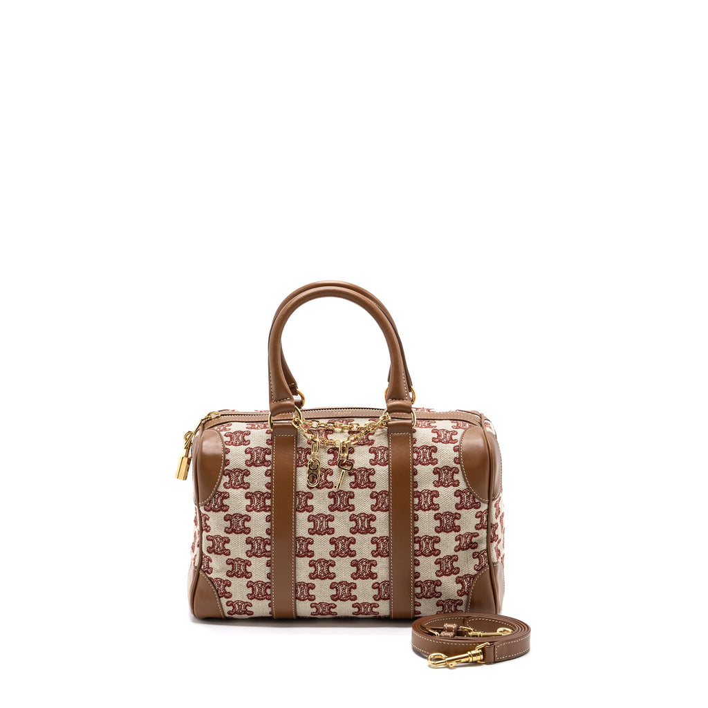 celine-small-boston-textile-triomphe-fox-red-ghw