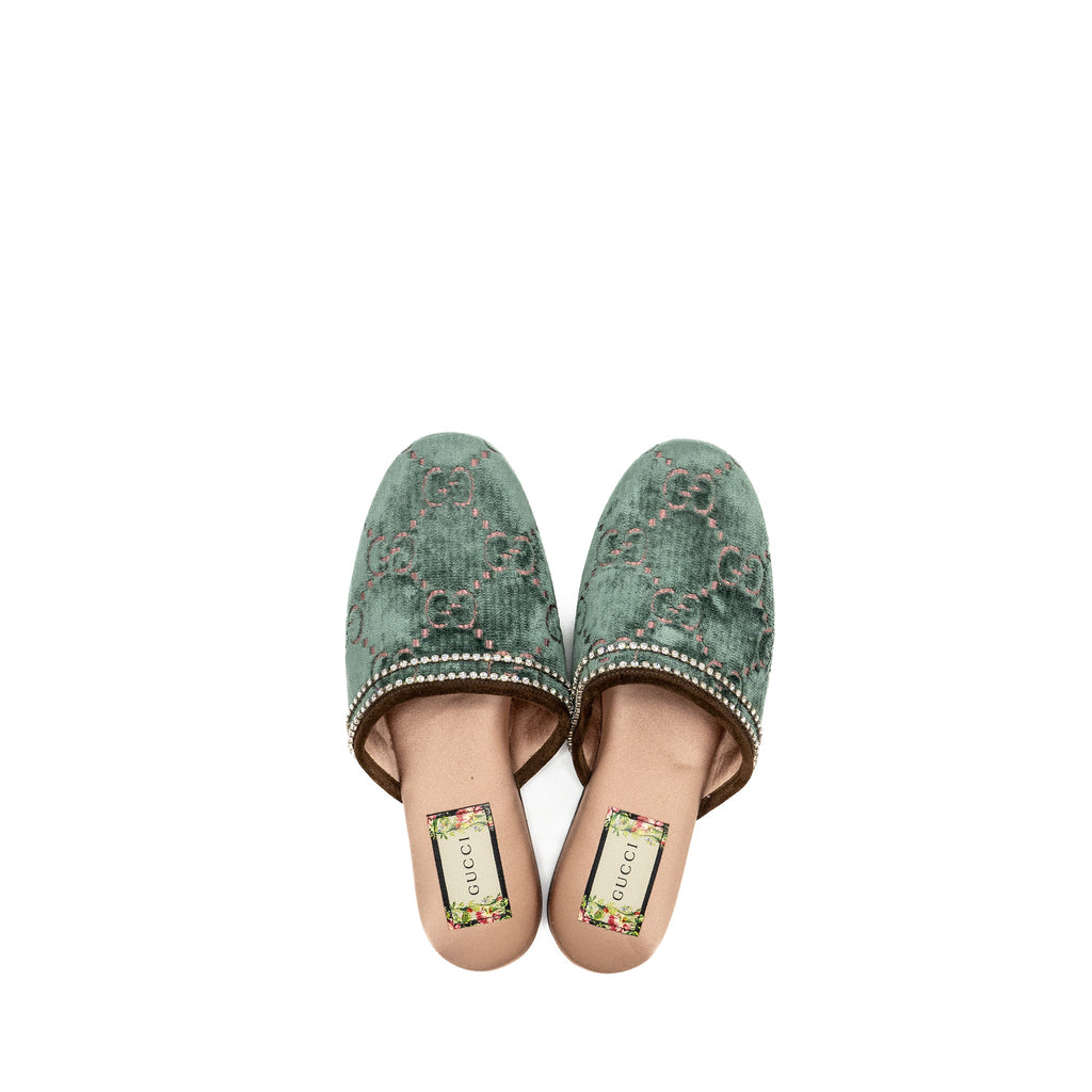 gucci-size-36-5-slippers-with-crystal-velvet-green-multicolour-copy