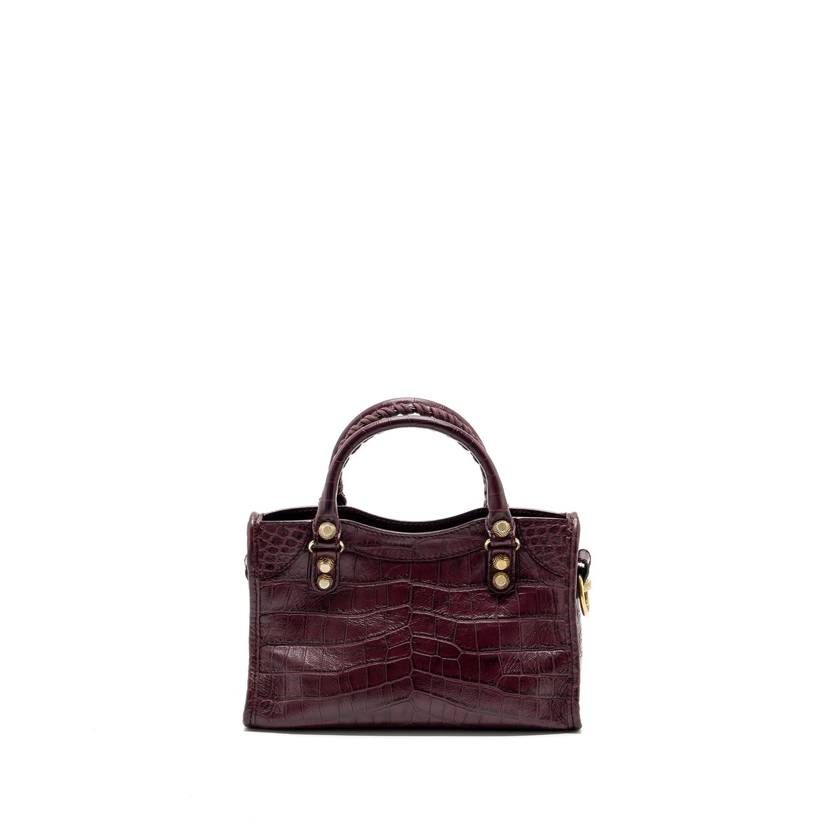balenciaga-mini-city-bag-croc-embossed-calfskin-burgundy-ghw