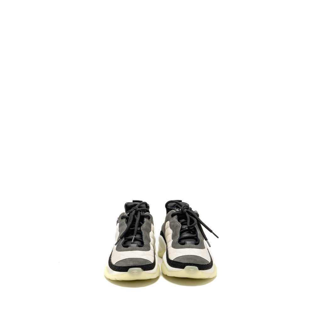 chanel-size-37-cc-and-letter-logo-sneakers-suede-fabric-black-white