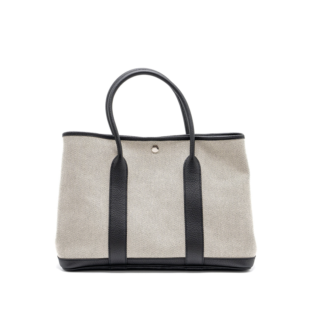 hermes-garden-party-36-canvas-leather-black-white-shw-stamp-z