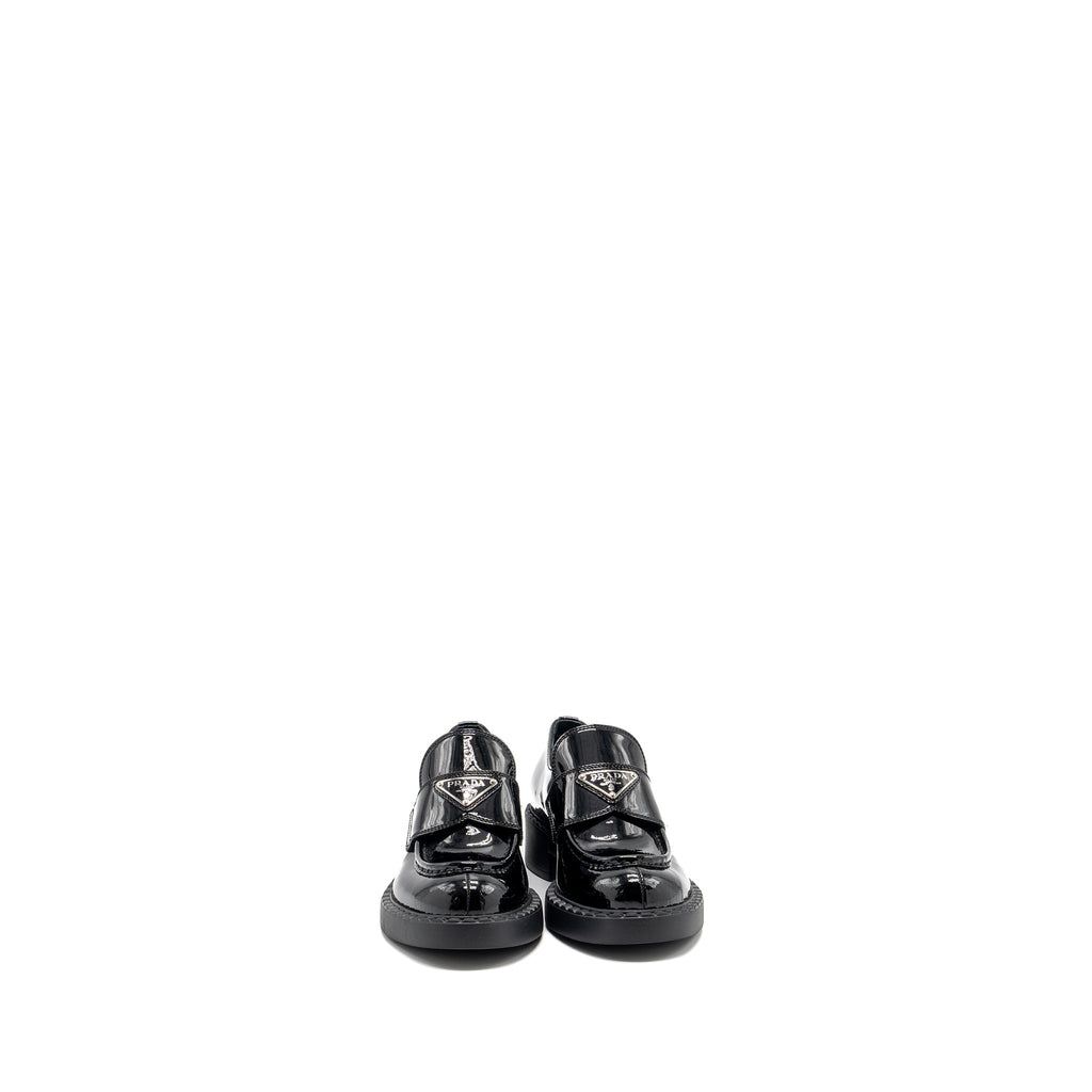 prada-size-34-5-loafers-patent-black-shw