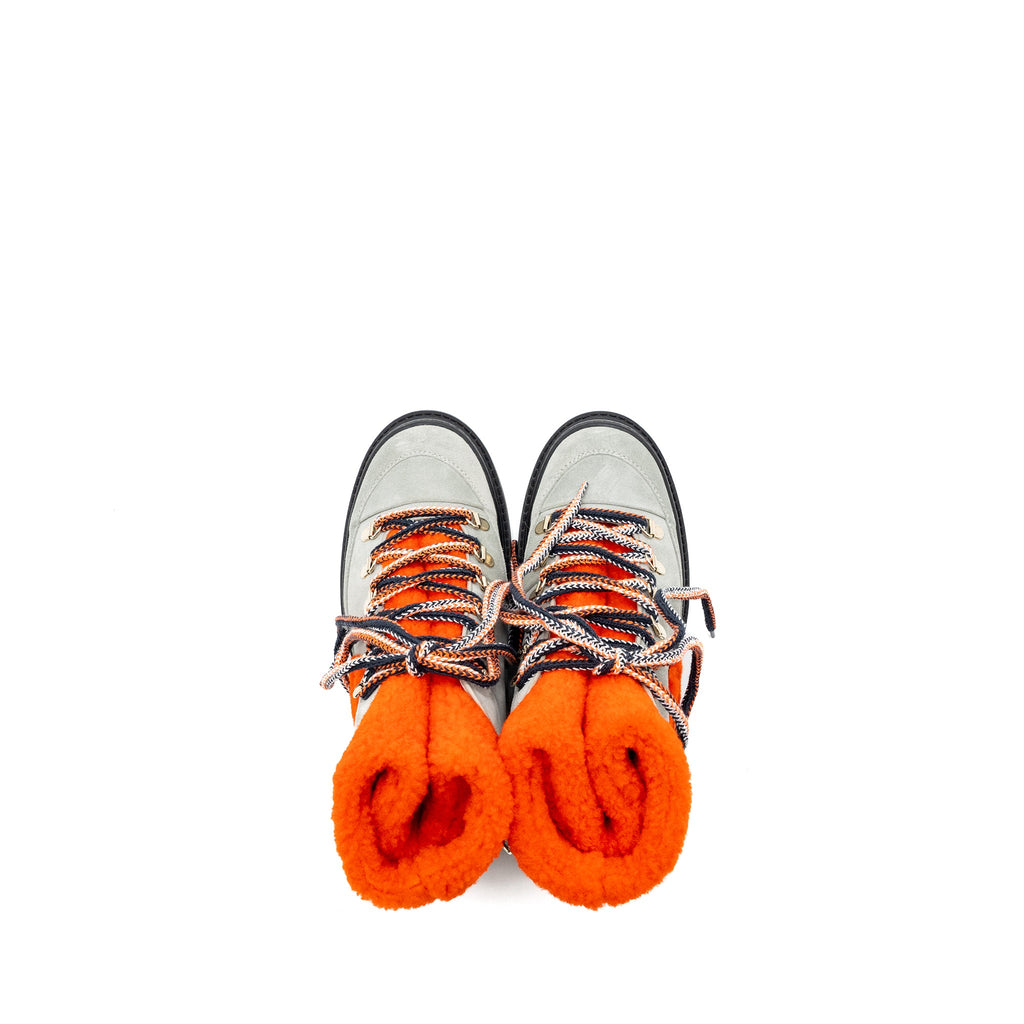 chanel-size-37-lace-up-boots-suede-leather-shearing-grey-orange