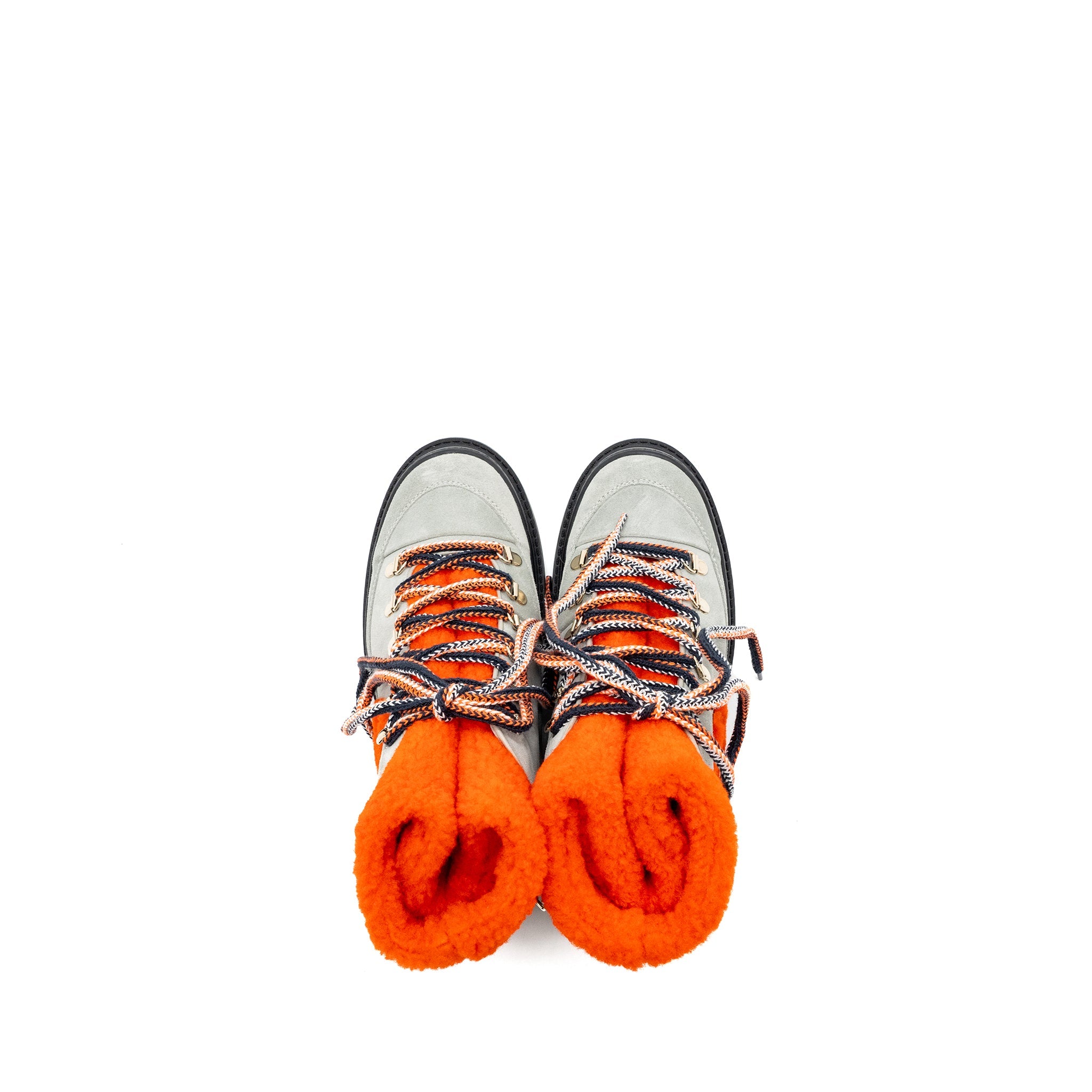 chanel-size-37-lace-up-boots-suede-leather-shearing-grey-orange