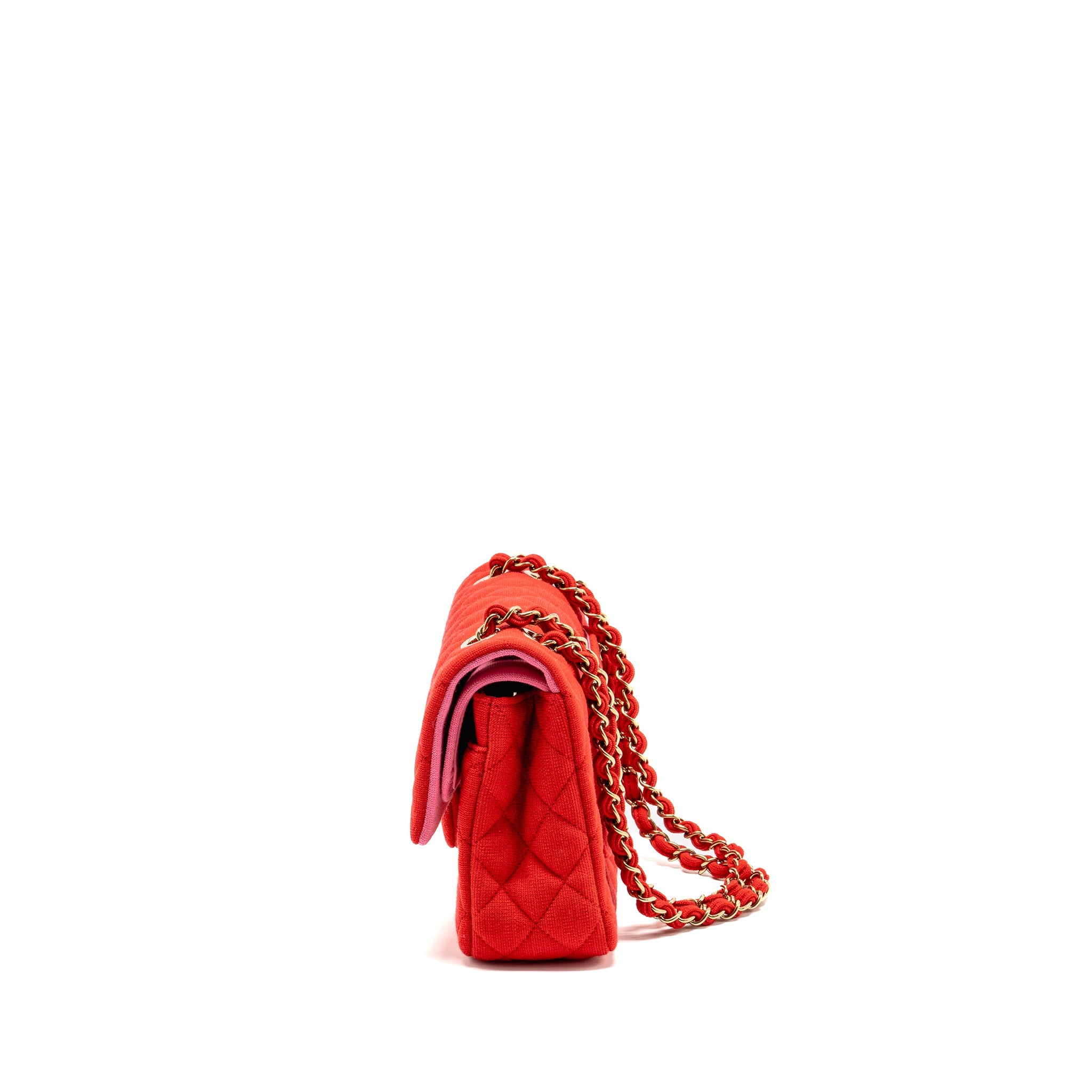 chanel-medium-classic-double-flap-bag-fabric-red-pink-lghw-microchip
