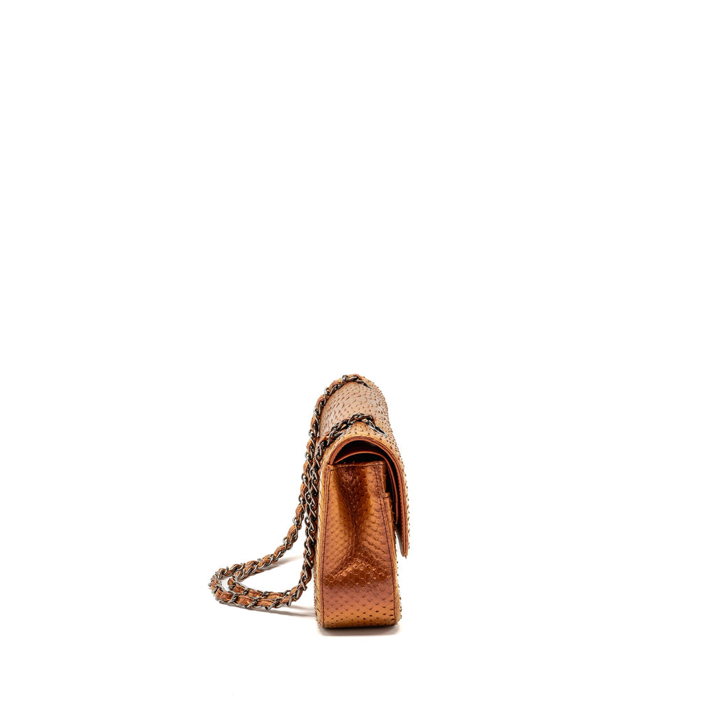 chanel-classic-double-flap-bag-python-leather-orange-shw-copy