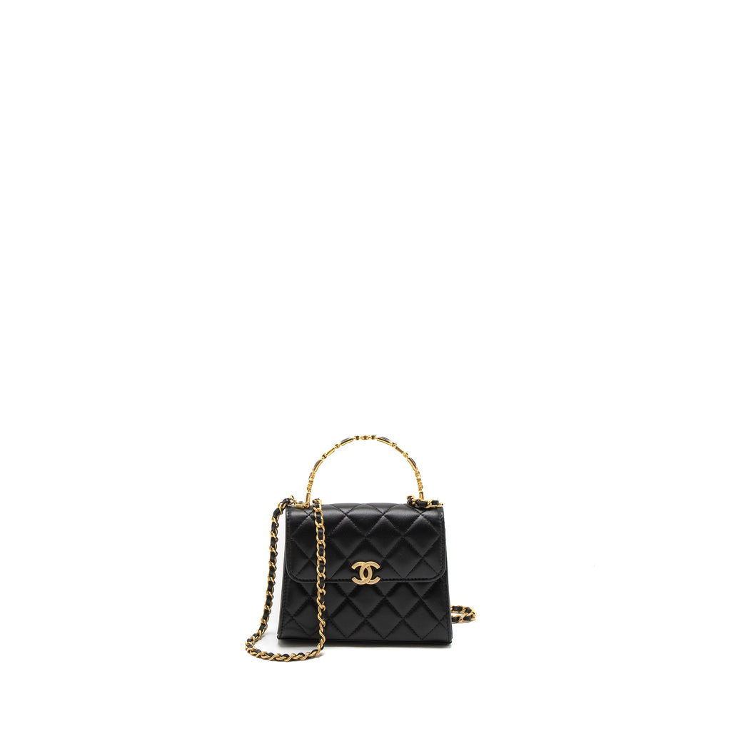 chanel-22b-flap-bag-enamel-top-handle-lambskin-black-brushed-ghw-microchip