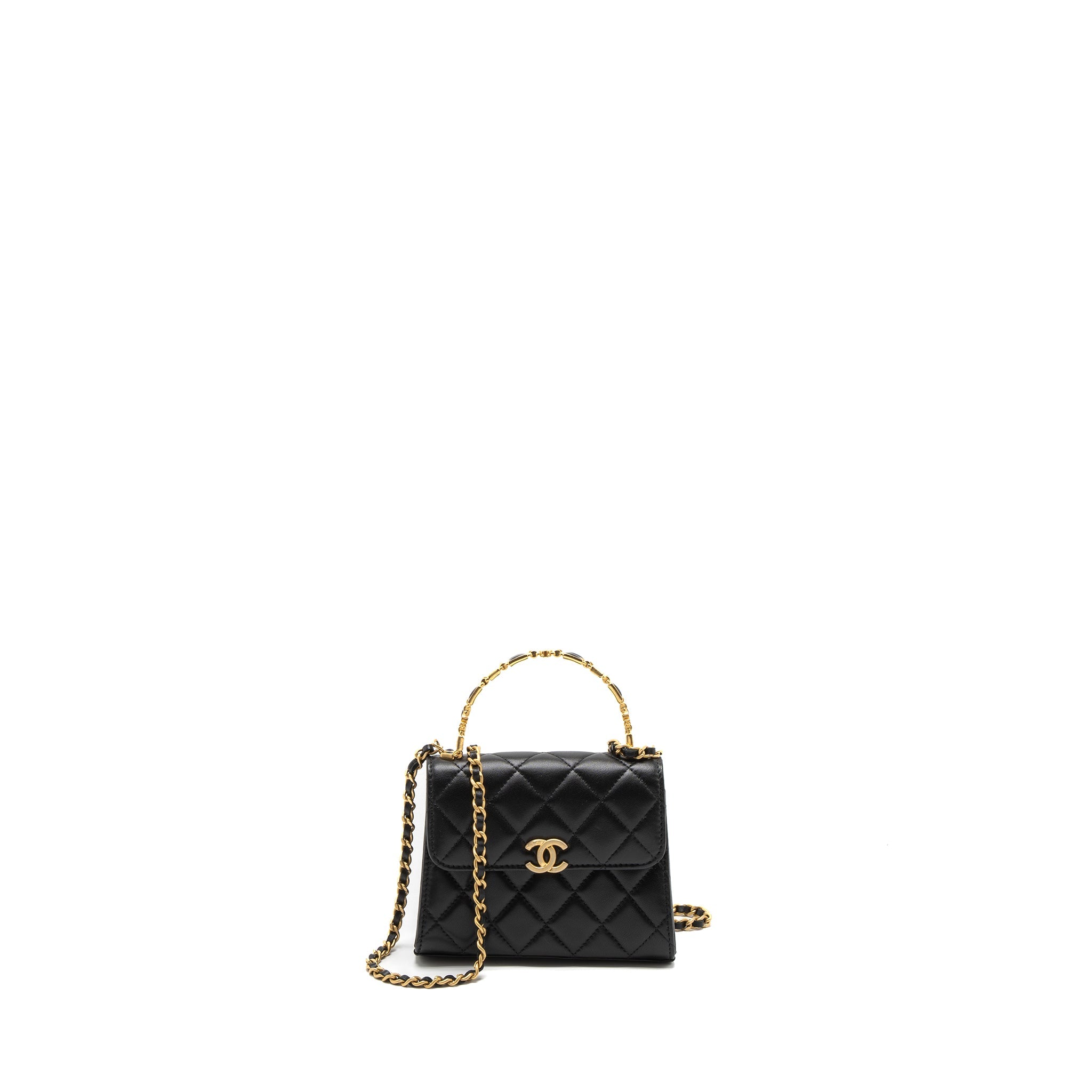 chanel-22b-flap-bag-enamel-top-handle-lambskin-black-brushed-ghw-microchip