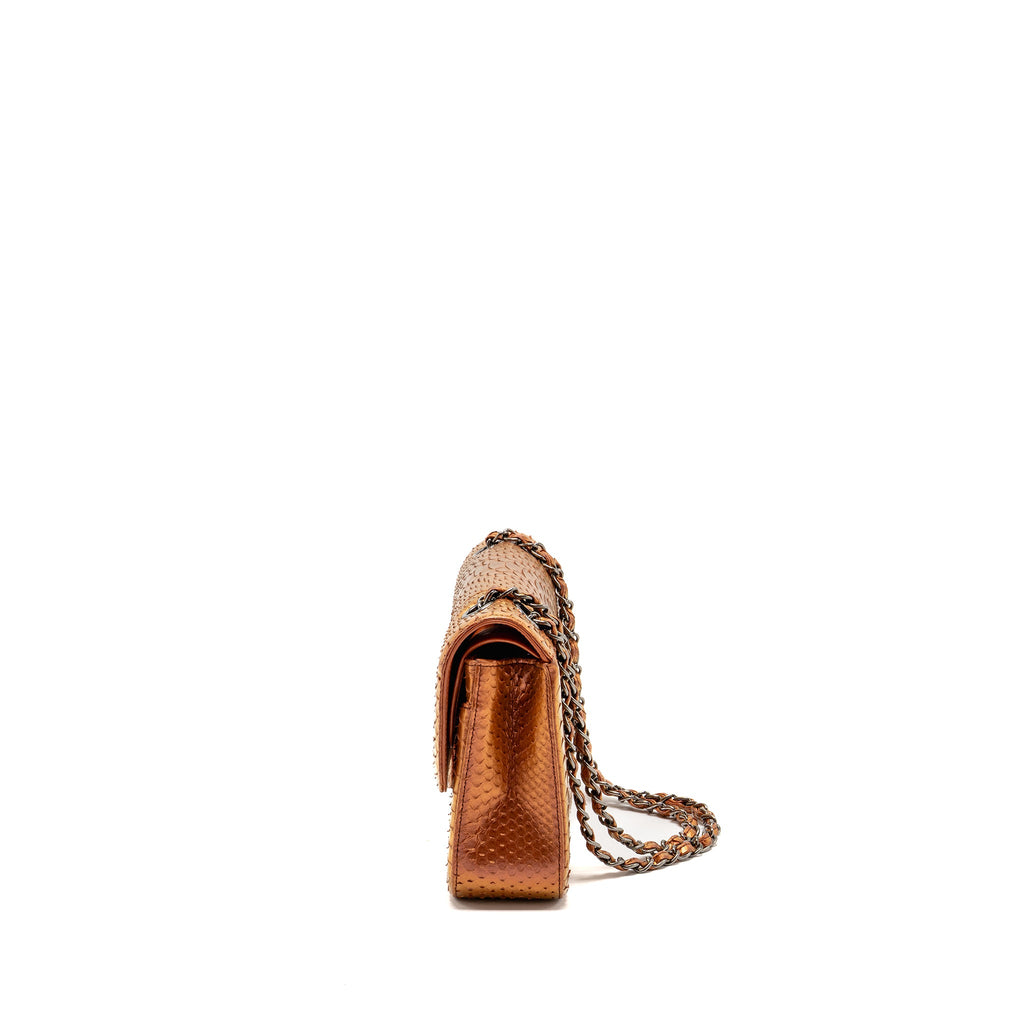 chanel-classic-double-flap-bag-python-leather-orange-shw-copy