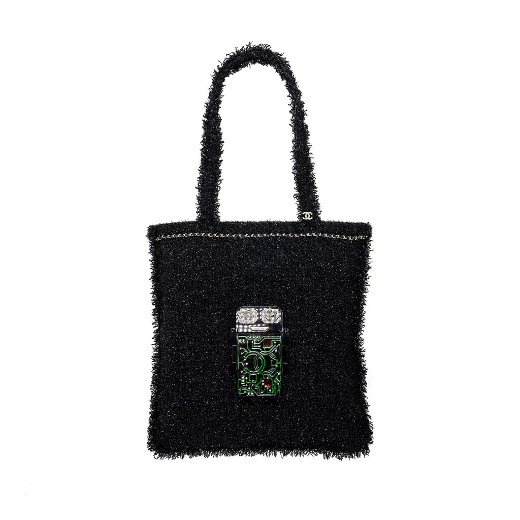 chanel-resin-robot-tote-bag-tweed-black-shw-copy