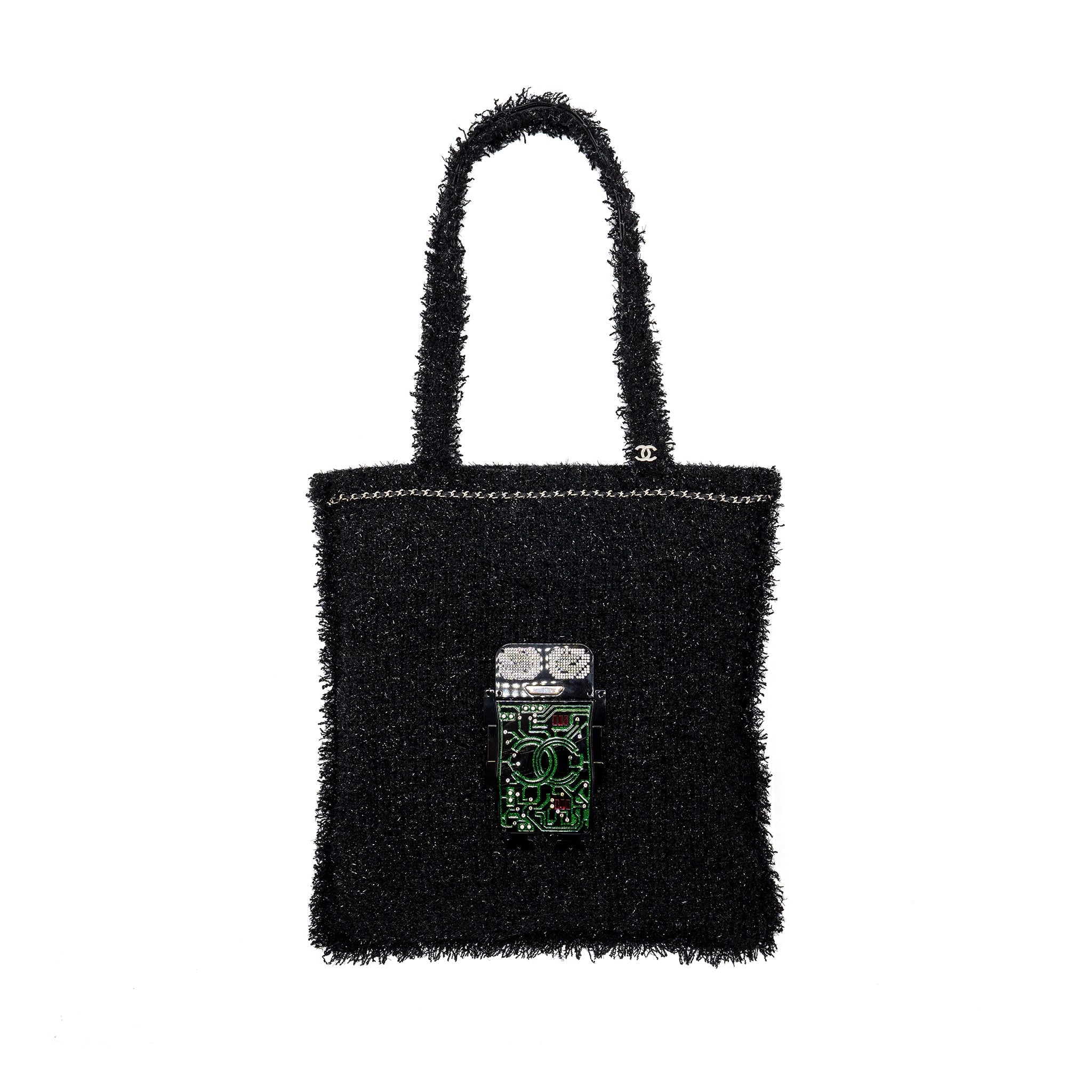 chanel-resin-robot-tote-bag-tweed-black-shw-copy