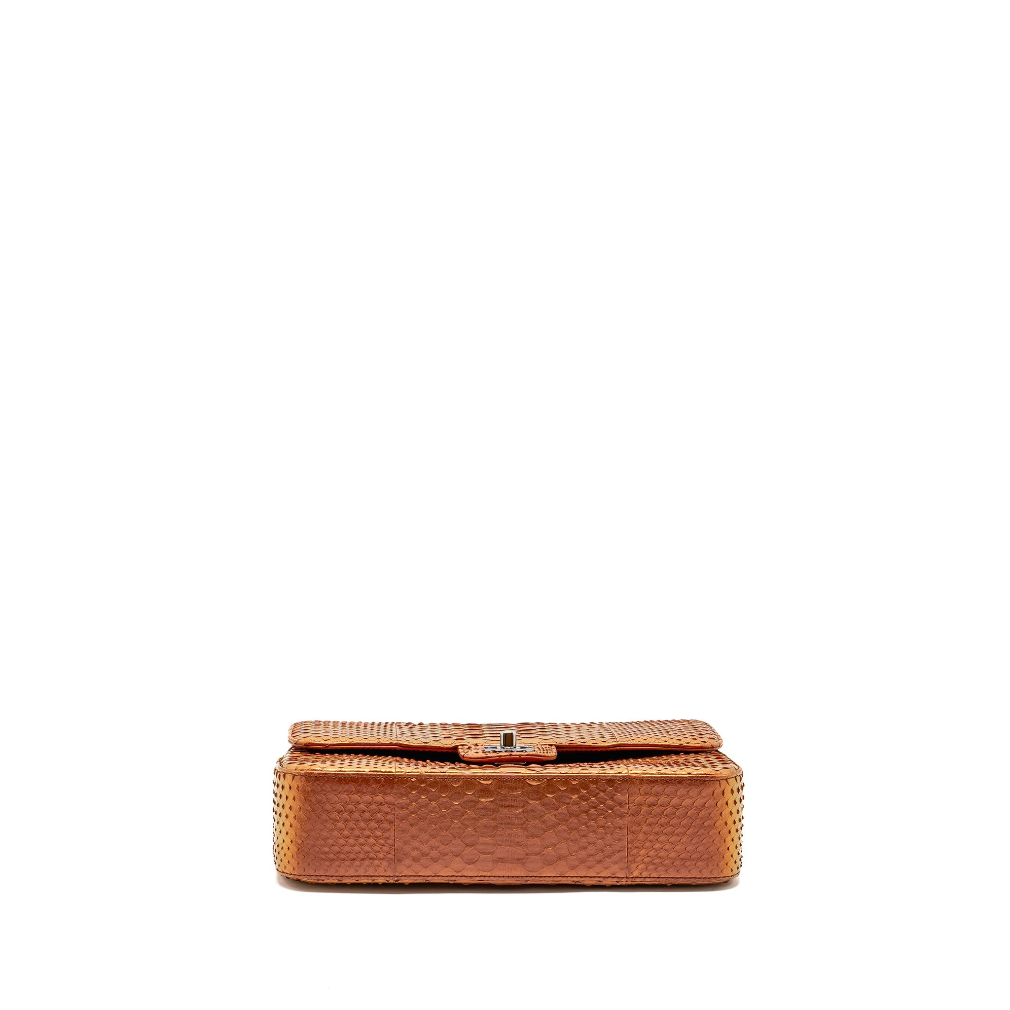 chanel-classic-double-flap-bag-python-leather-orange-shw-copy