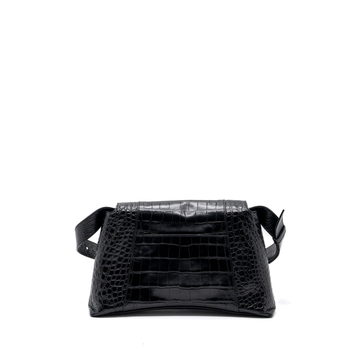 balenciaga-downtown-small-shoudler-bag-crocodile-embossed-black-with-black-hardware
