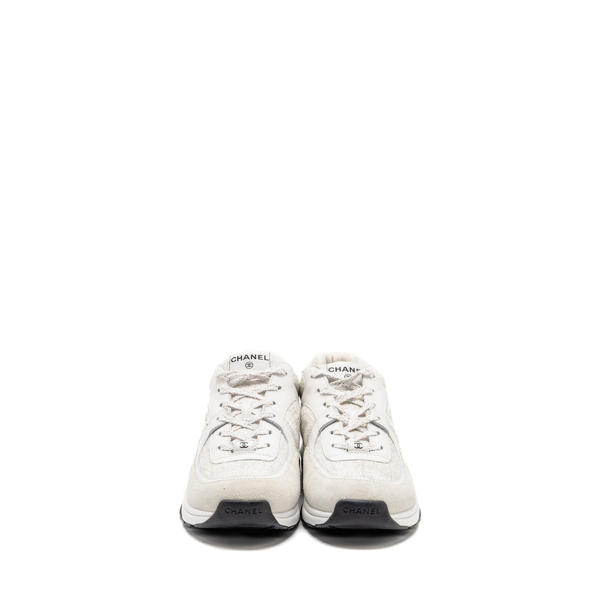 chanel-size-44-cc-logo-sneakers-suede-leather-tweed-white