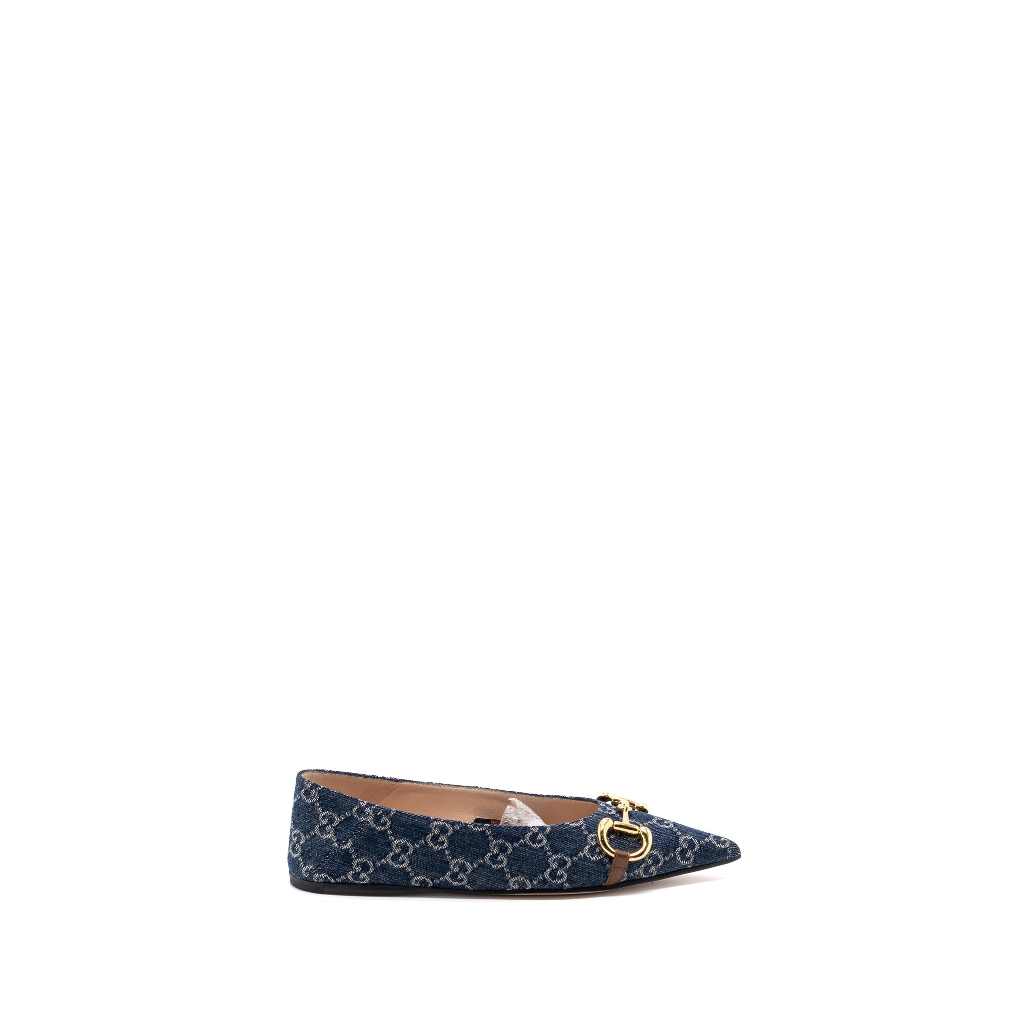 gucci-size-37-gg-horsebit-ballerina-shoes-gg-supreme-denim-ghw