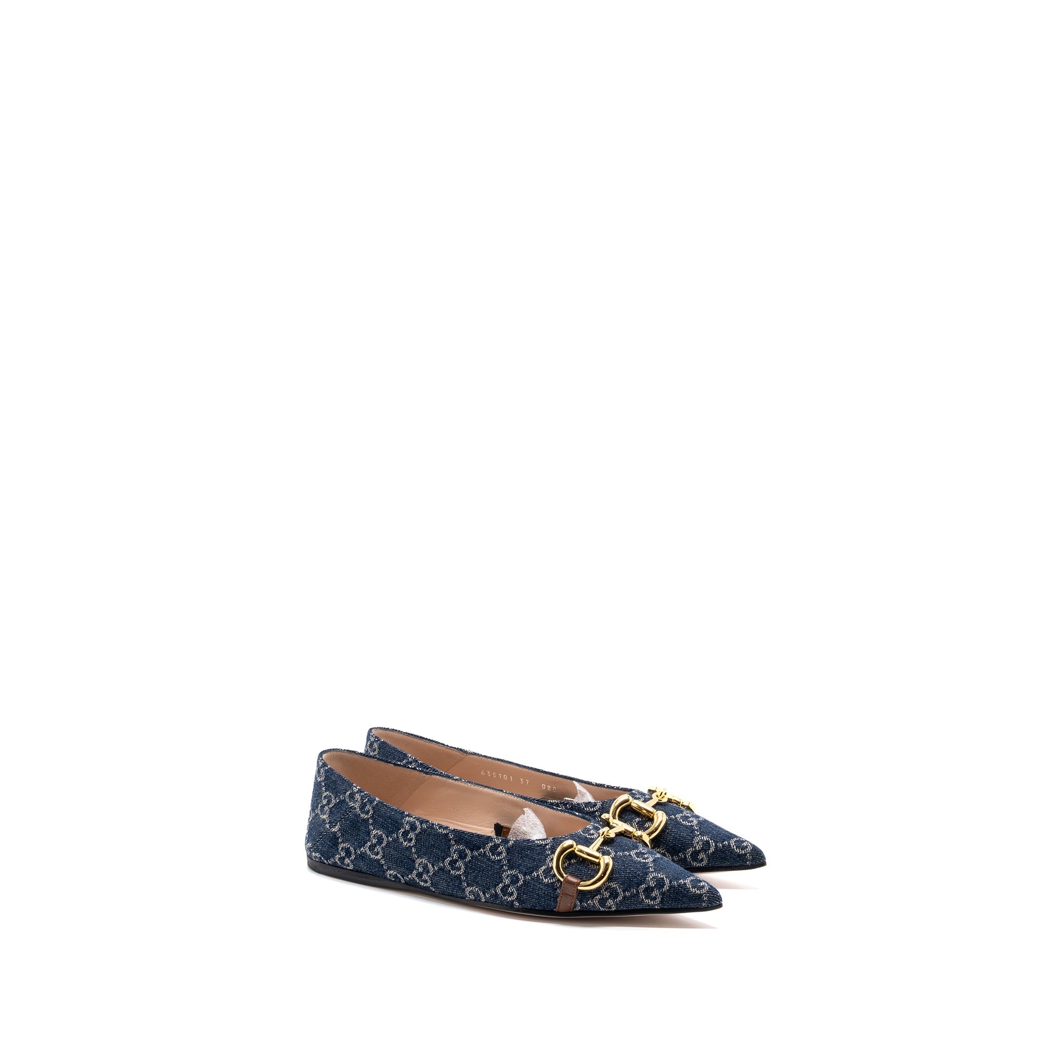 gucci-size-37-gg-horsebit-ballerina-shoes-gg-supreme-denim-ghw