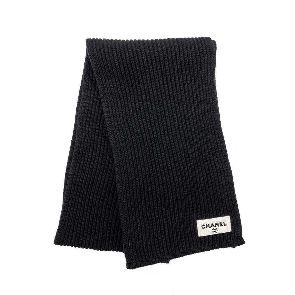 chanel-letter-and-cc-logo-scarf-cashmere-black-copy