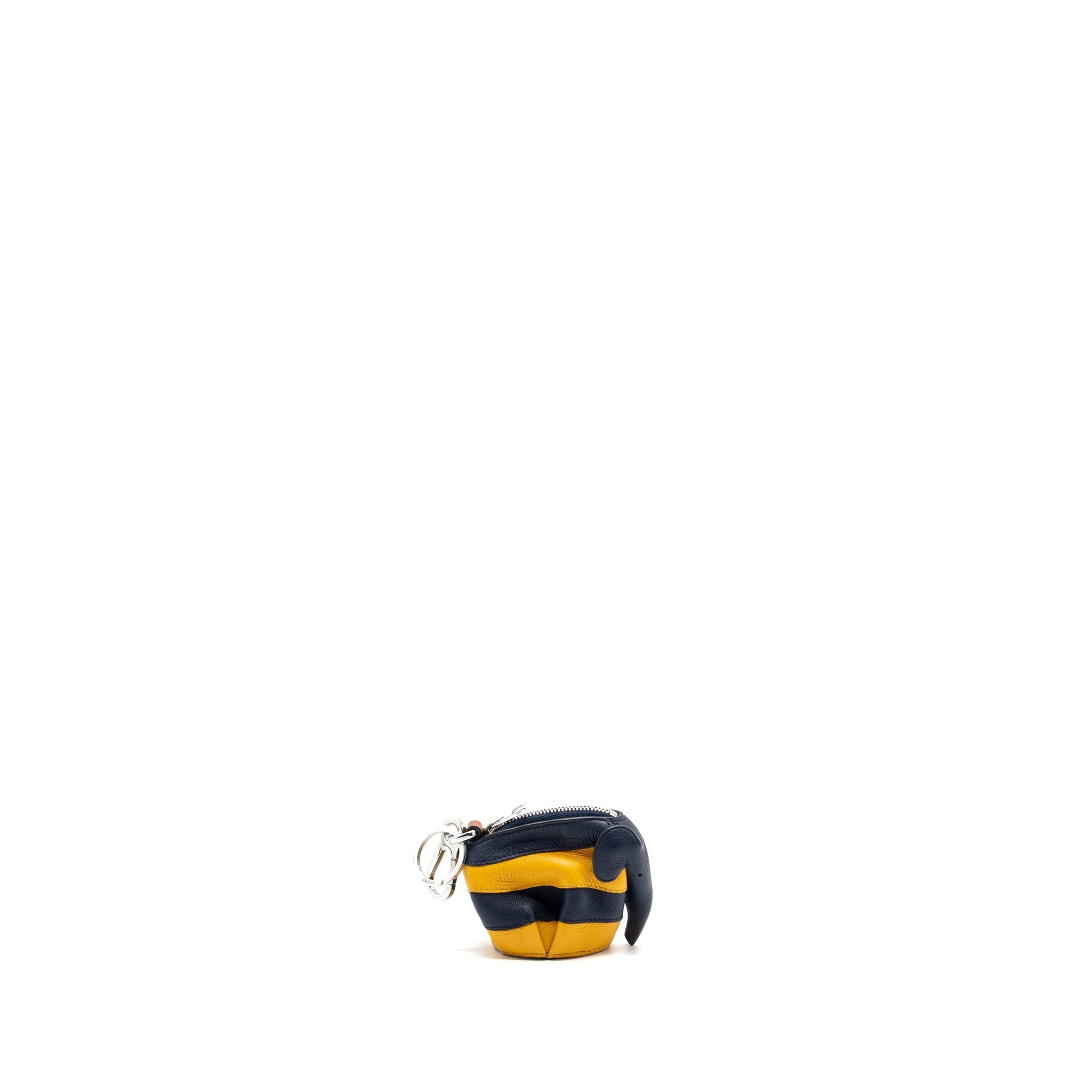 loewe-elephant-key-ring-pouch-calfskin-dark-blue-yellow-shw