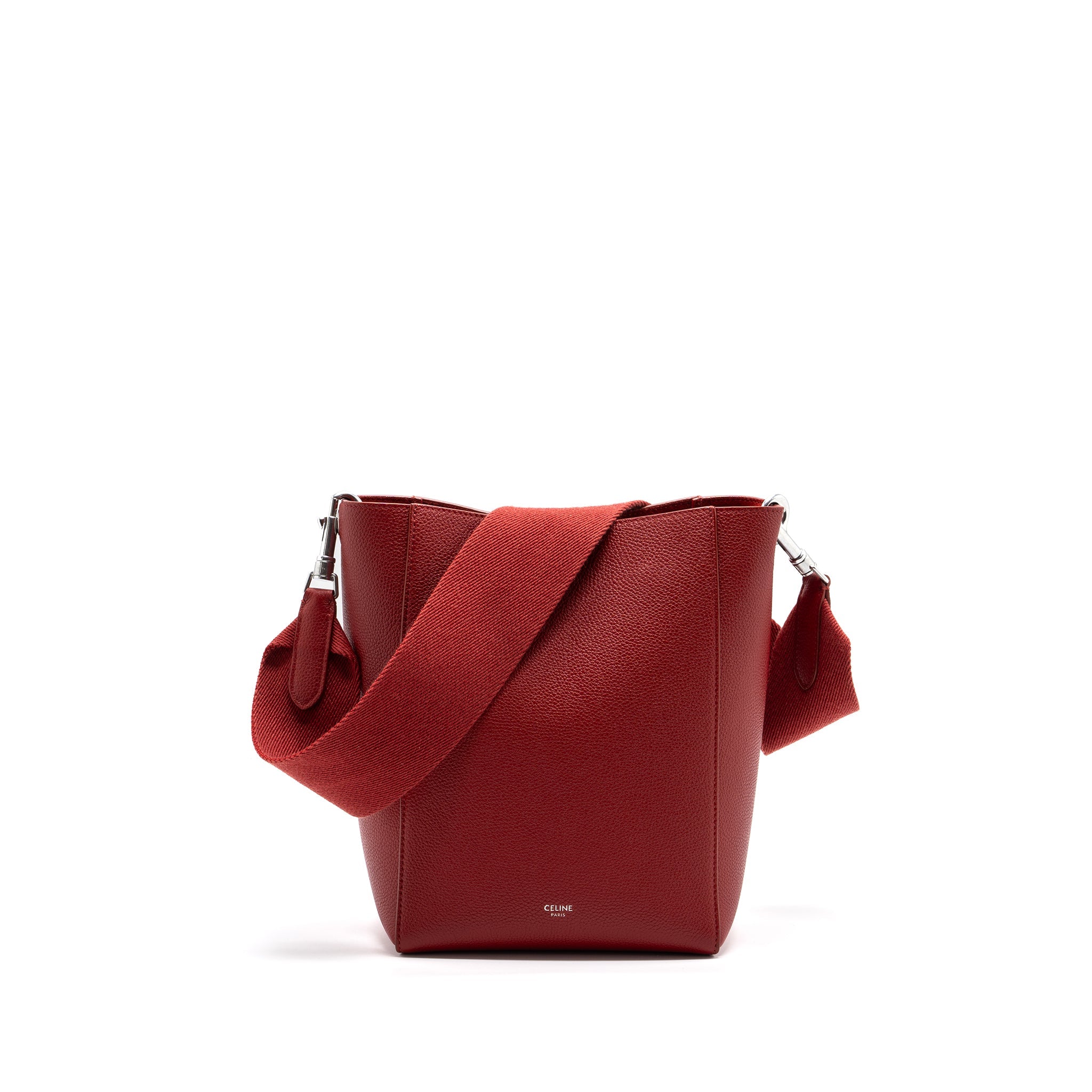 celine-sangle-small-bucket-bag-grained-calfskin-red-shw