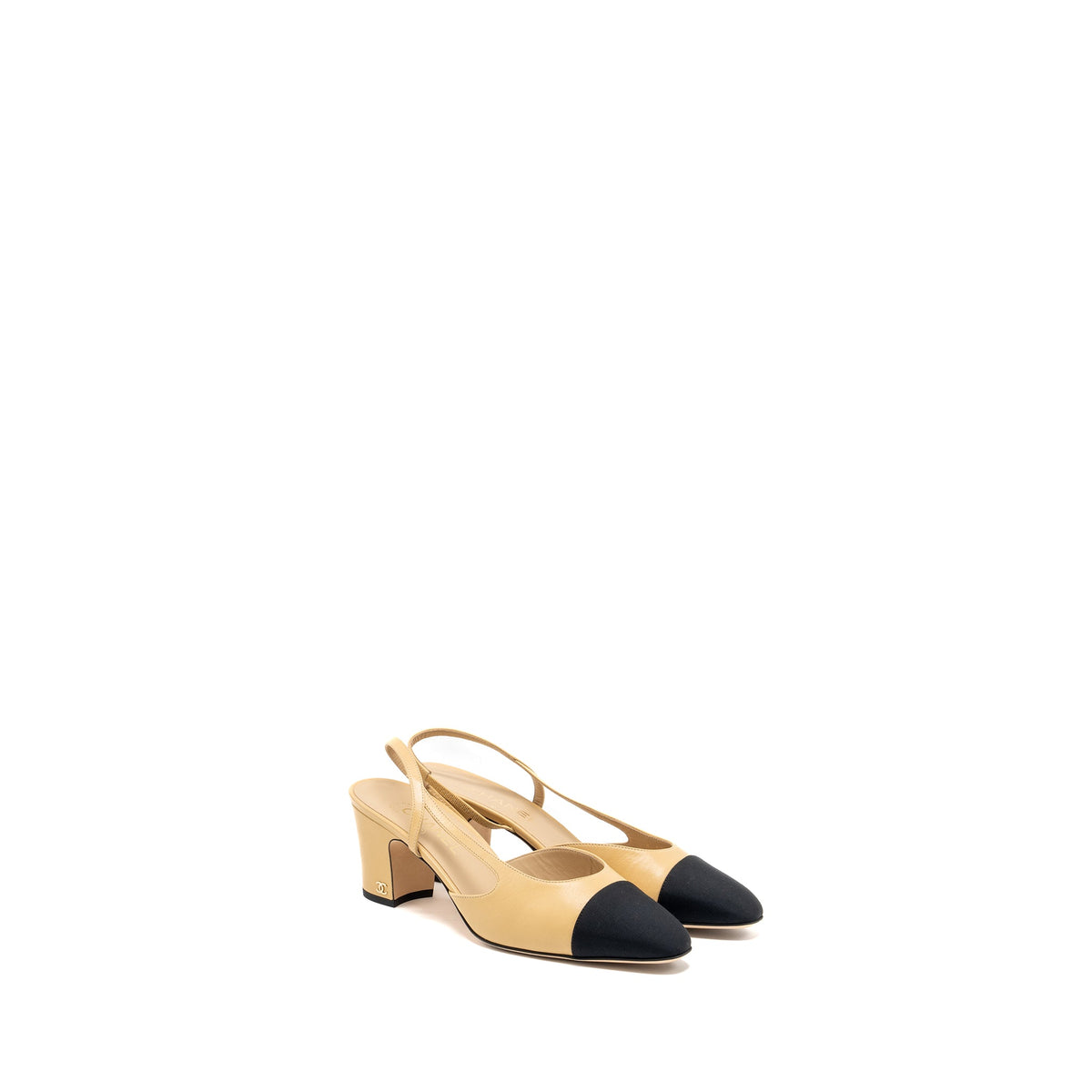 chanel-size-41c-slingback-pumps-calfskin-beige-black