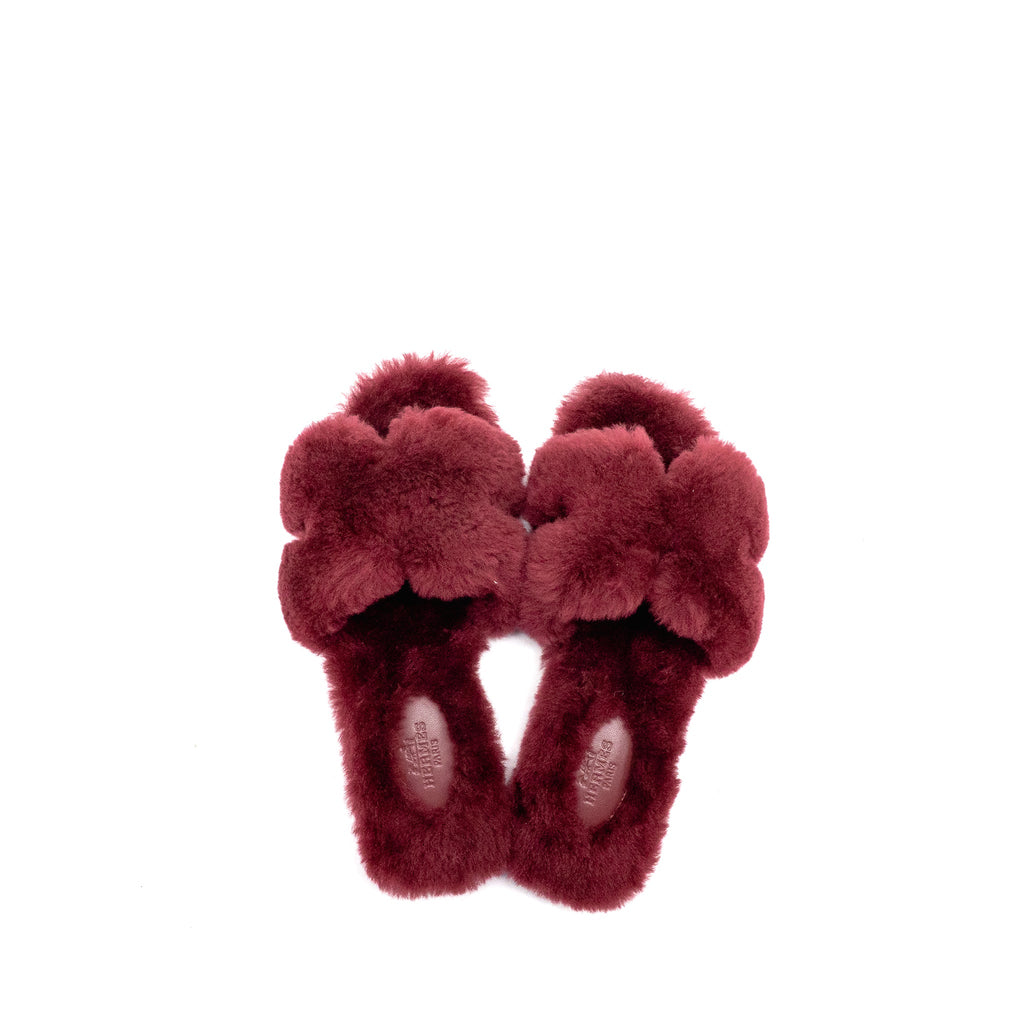 hermes-size-36-oran-sandals-shearling-burgundy-copy