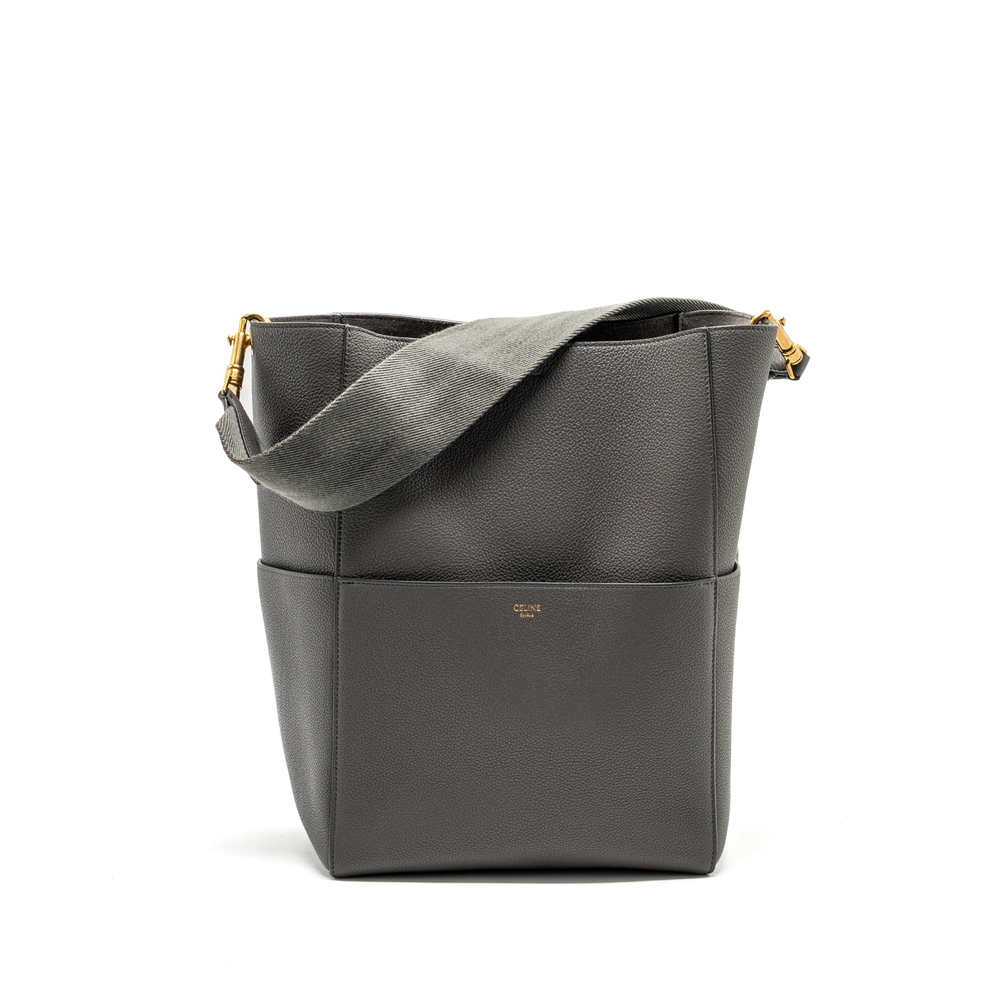 celine-sangle-bucket-bag-grained-calfskin-grey-ghw-1