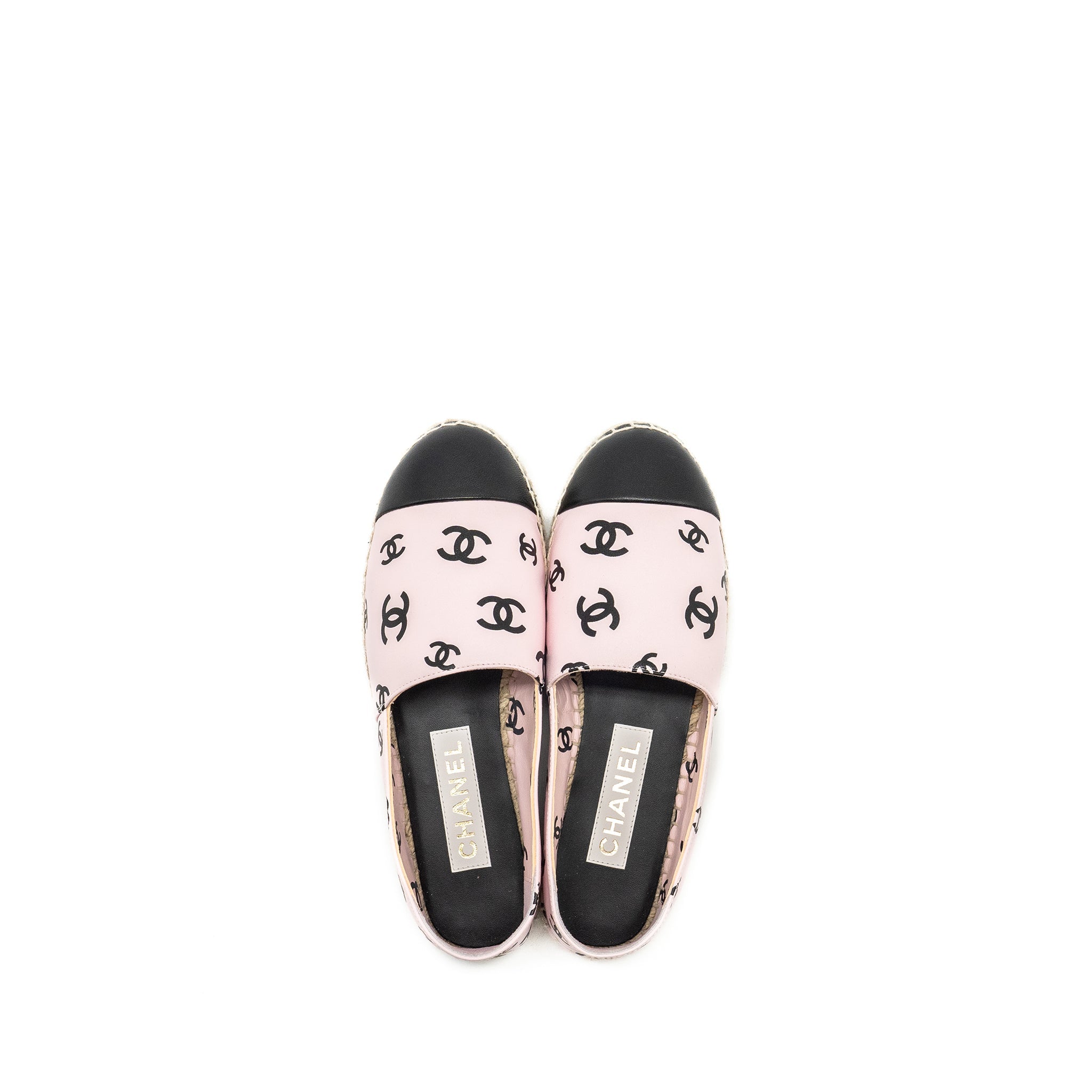 chanel-size-37-22s-cc-logo-espadrilles-leather-pink-black-1