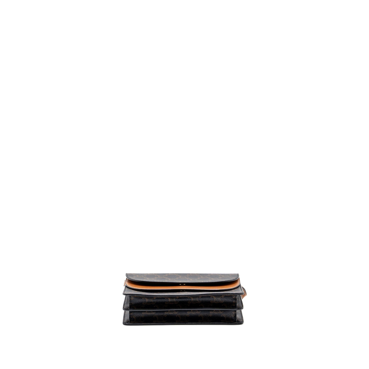 celine-wallet-on-strap-triomphe-canvas-smooth-lambskin-tan-ghw-1