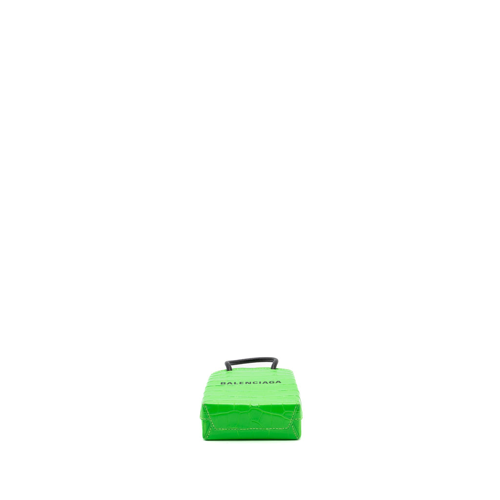balenciaga-shopping-iphone-holder-crocodile-embossed-leather-green-black-shw