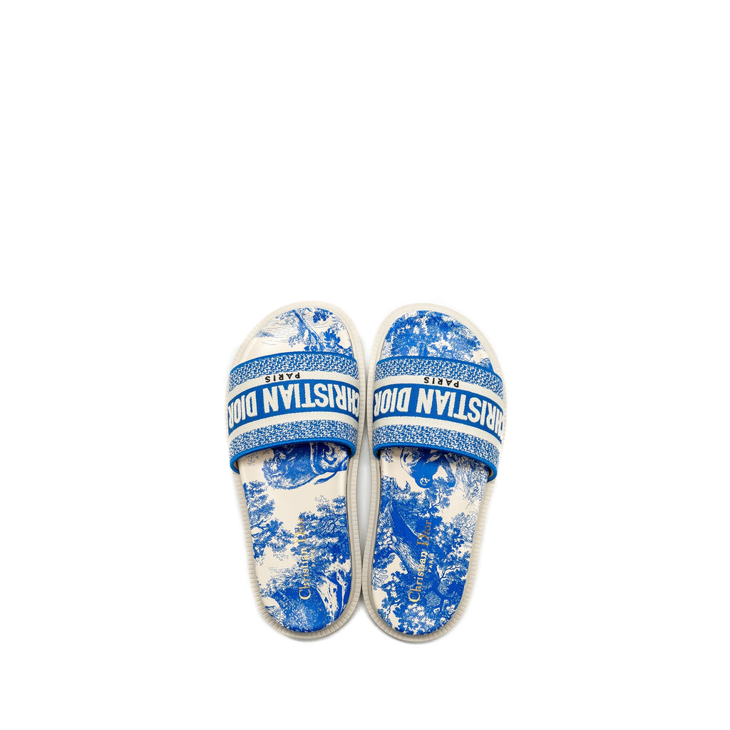dior-size-37-5-sandals-embroidered-cotton-rubber-blue