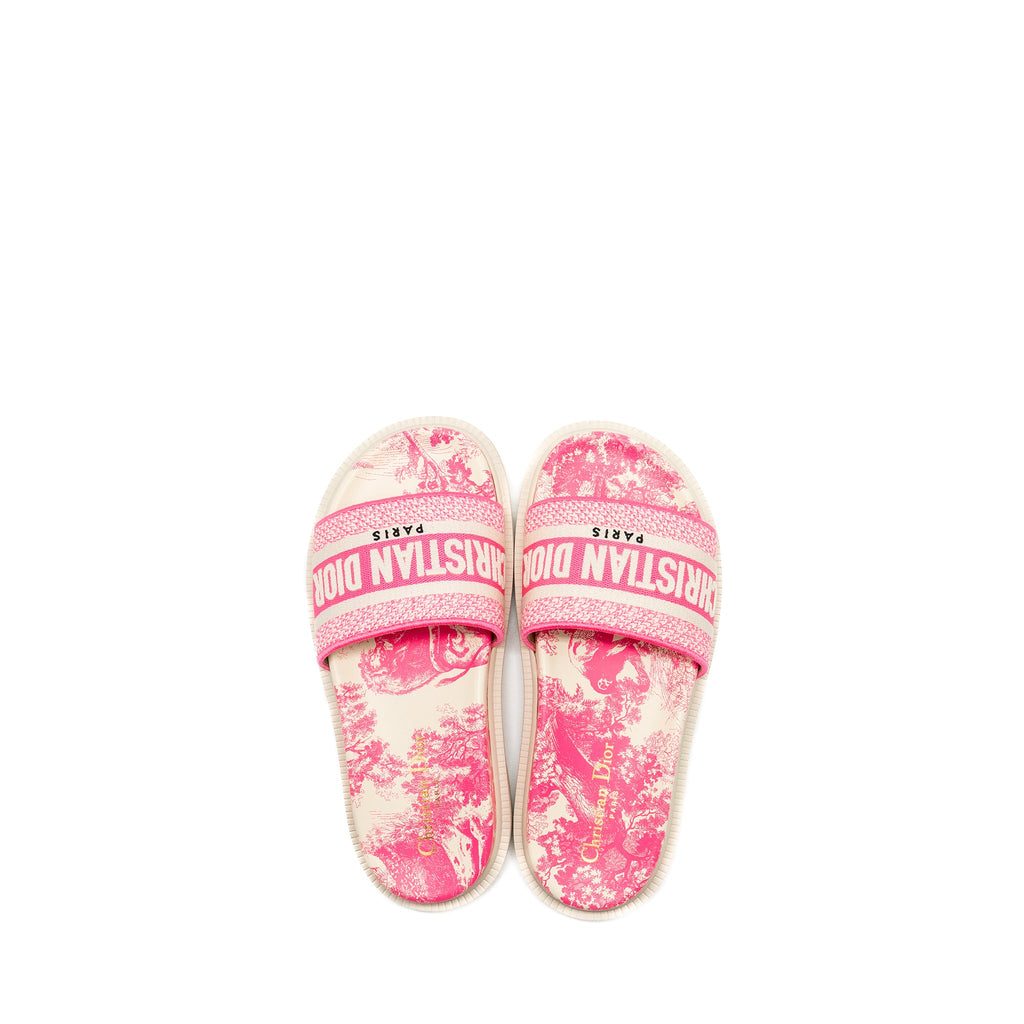 dior-size-37-5-sandals-embroidered-cotton-rubber-pink