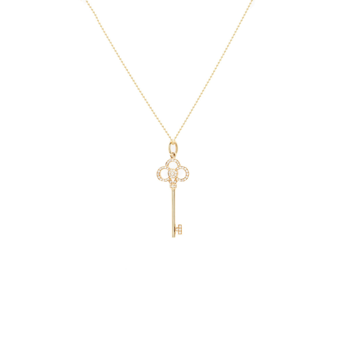 TIFFANY CROWN KEY PENDANT WITH 20 INCH CHAIN ROSE GOLD DIAMONDS