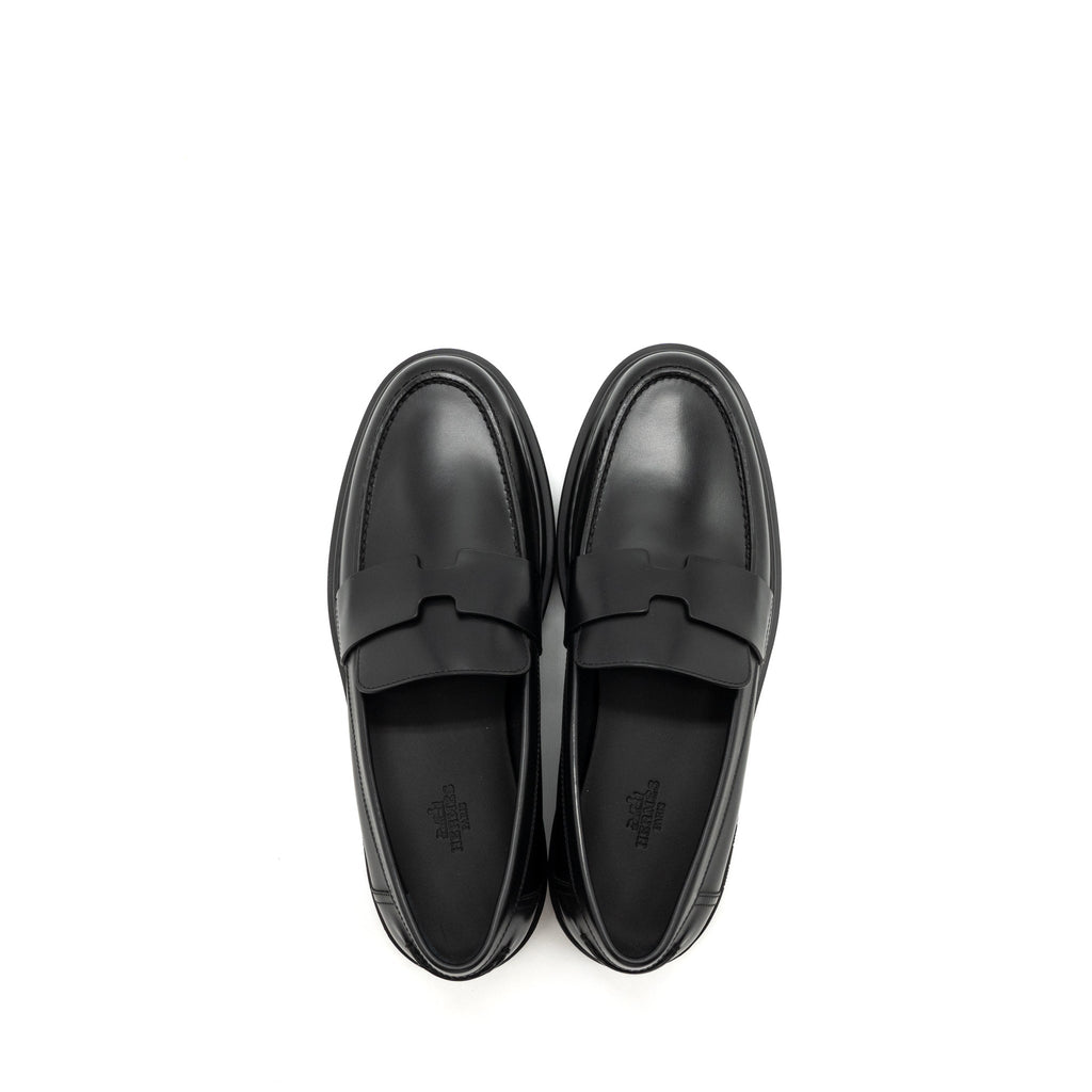 hermes-size-38-mocassins-hitch-loafer-glaced-calfskin-black