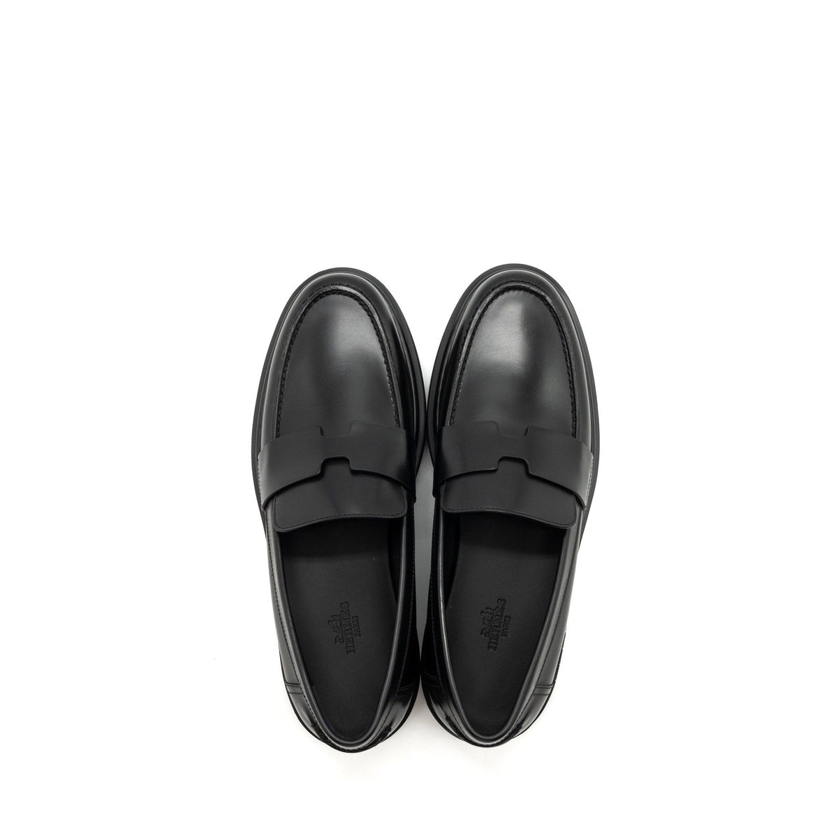 hermes-size-38-mocassins-hitch-loafer-glaced-calfskin-black