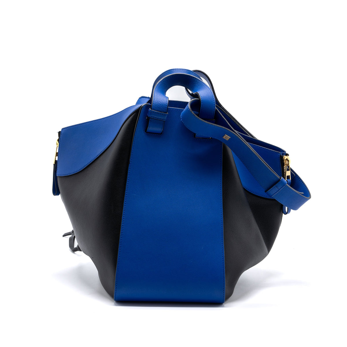 loewe-hammock-bag-calfskin-electric-blue-black-ghw