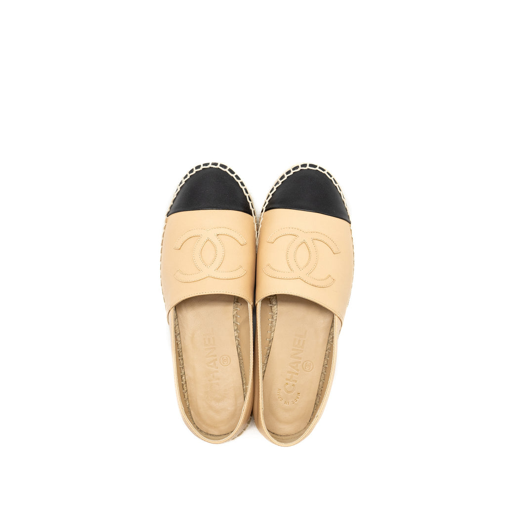 chanel-size-36-espadrilles-lambskin-beige-black
