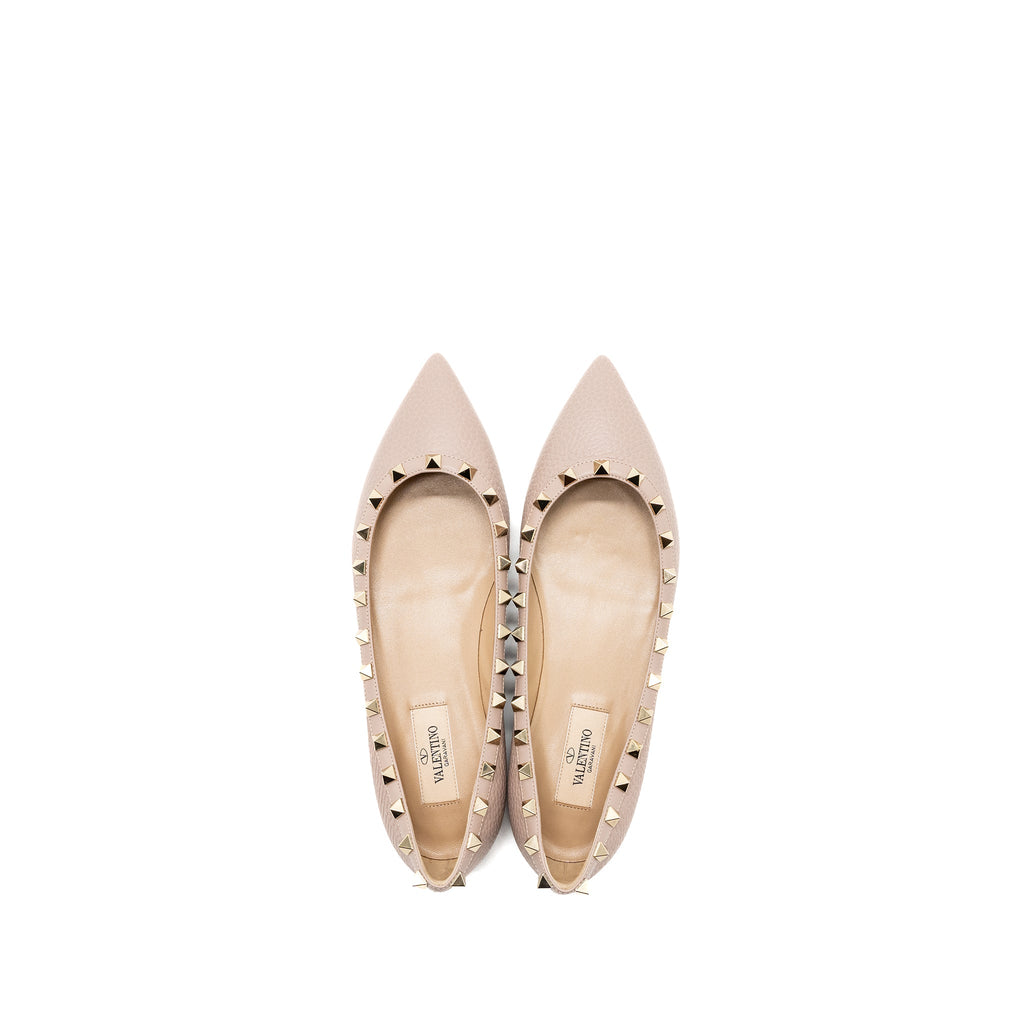 valentino-size-37-5-rockstud-flats-calfskin-nude-ghw